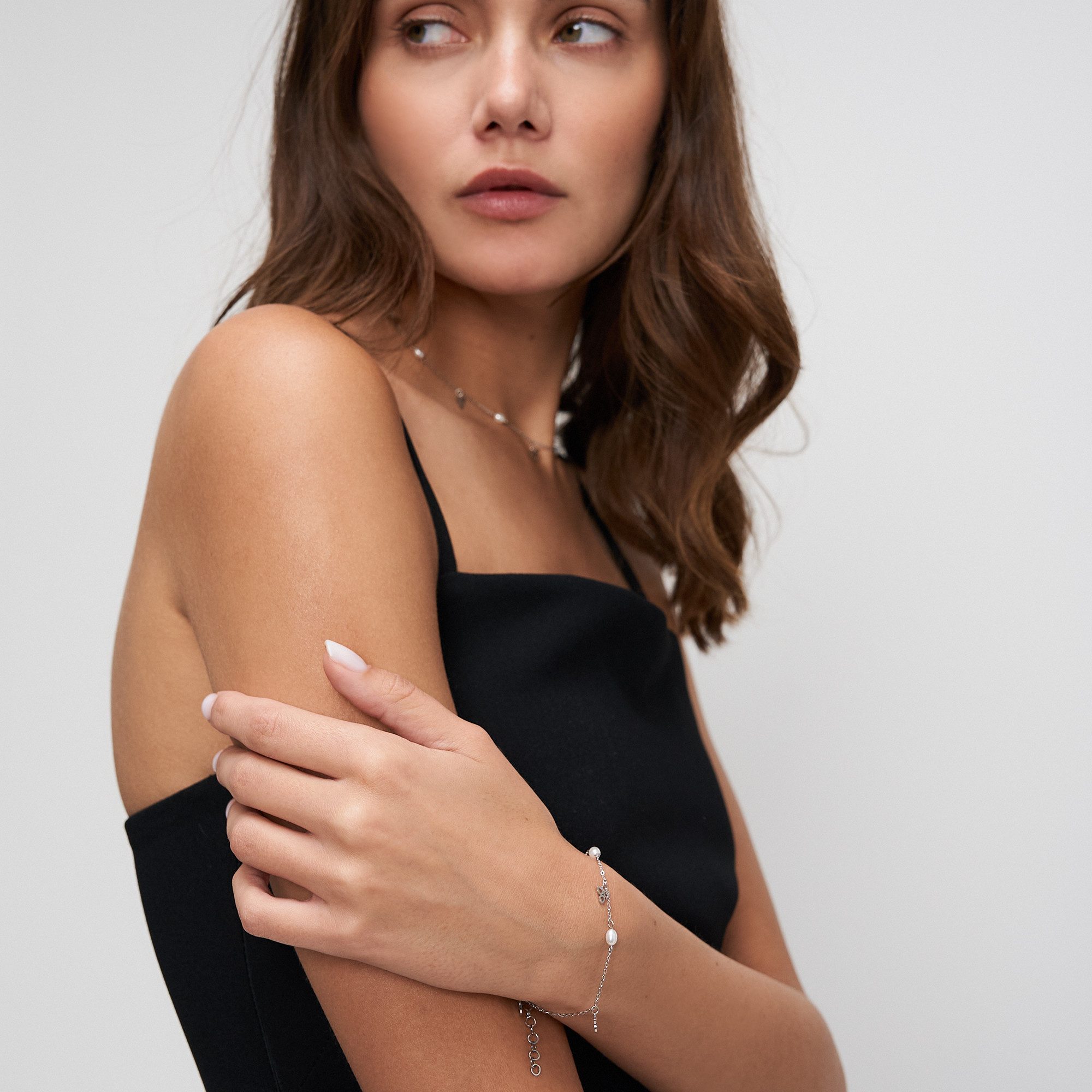Tamaris Armband Schmuck Geschenk Edelstahl Armkette, mit Zirkonia (synth) - mit Kunststoffperle