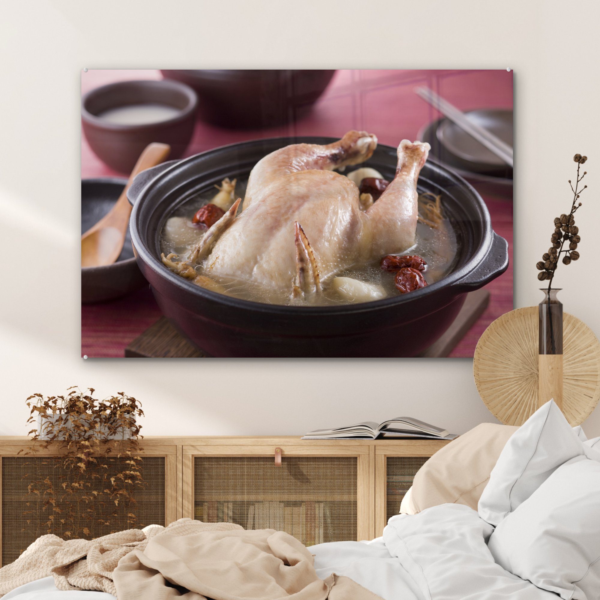 MuchoWow Acrylglasbild mit Wohnzimmer Hühnersuppe japanische Schlafzimmer Huhn, großen Acrylglasbilder & (1 einem Eine St)