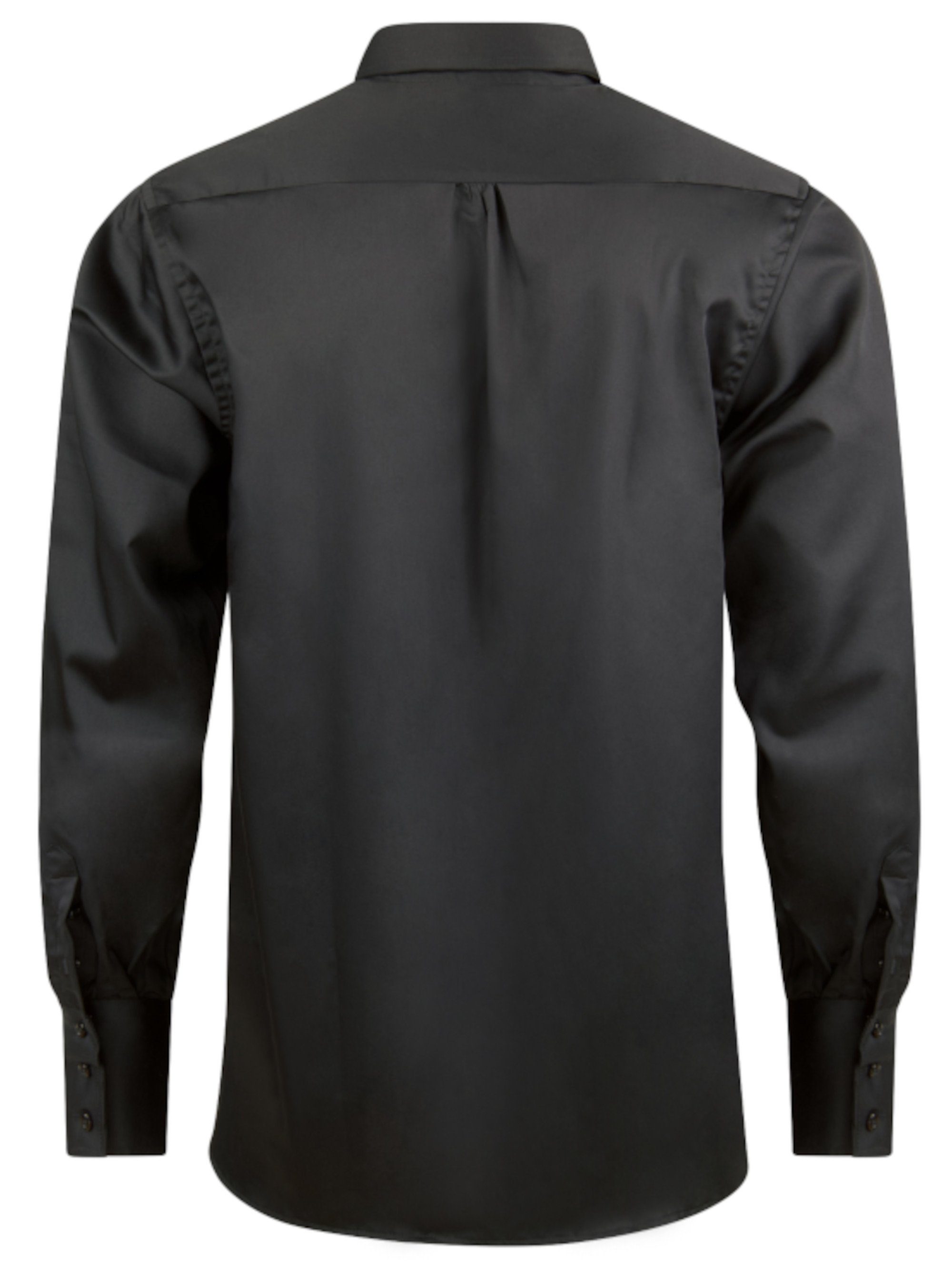 HU-0091 Regular Hemden Rüschen weite / Vorderteil, schwarz Huber im Langarmhemd Fit-bequeme Comfort Form