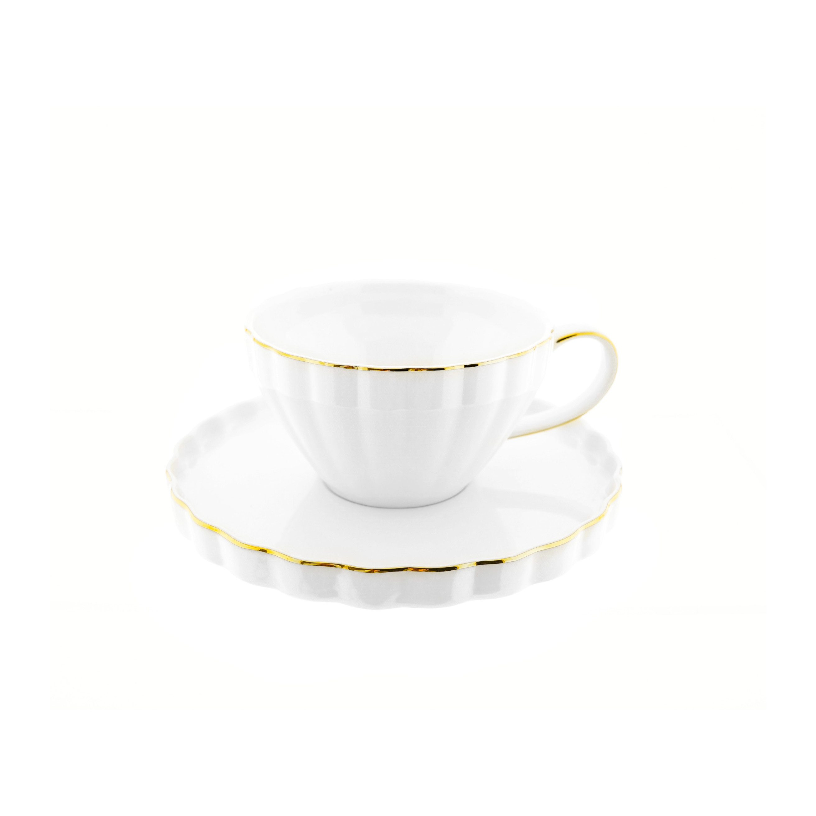 Tasse Elegante Kaffeetassen-Set mit Goldumrandung 200 ml aus Porzellan
