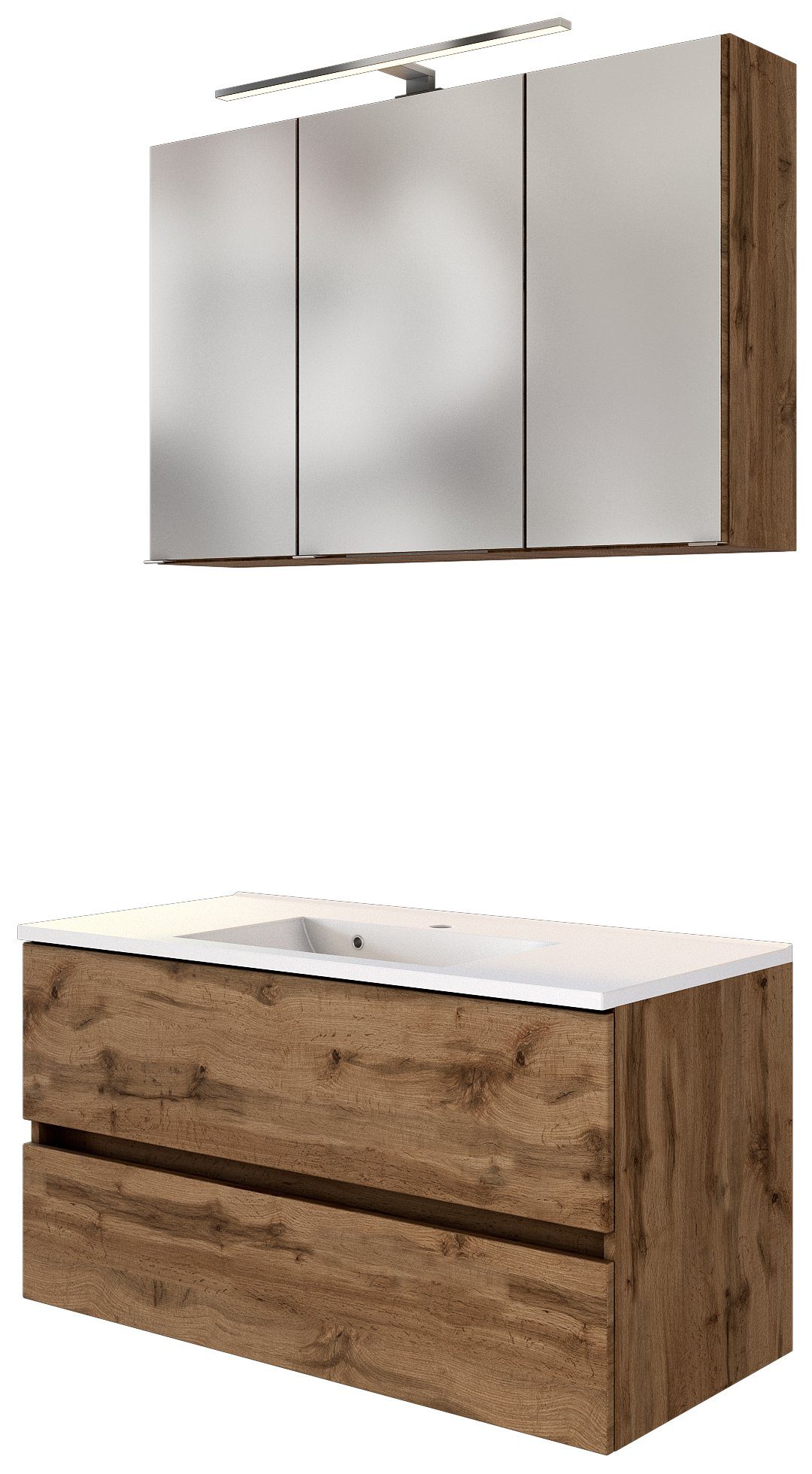 HELD MÖBEL Badmöbel-Set Waschtisch-Set Baabe 100 cm Wotaneiche/Wotaneiche