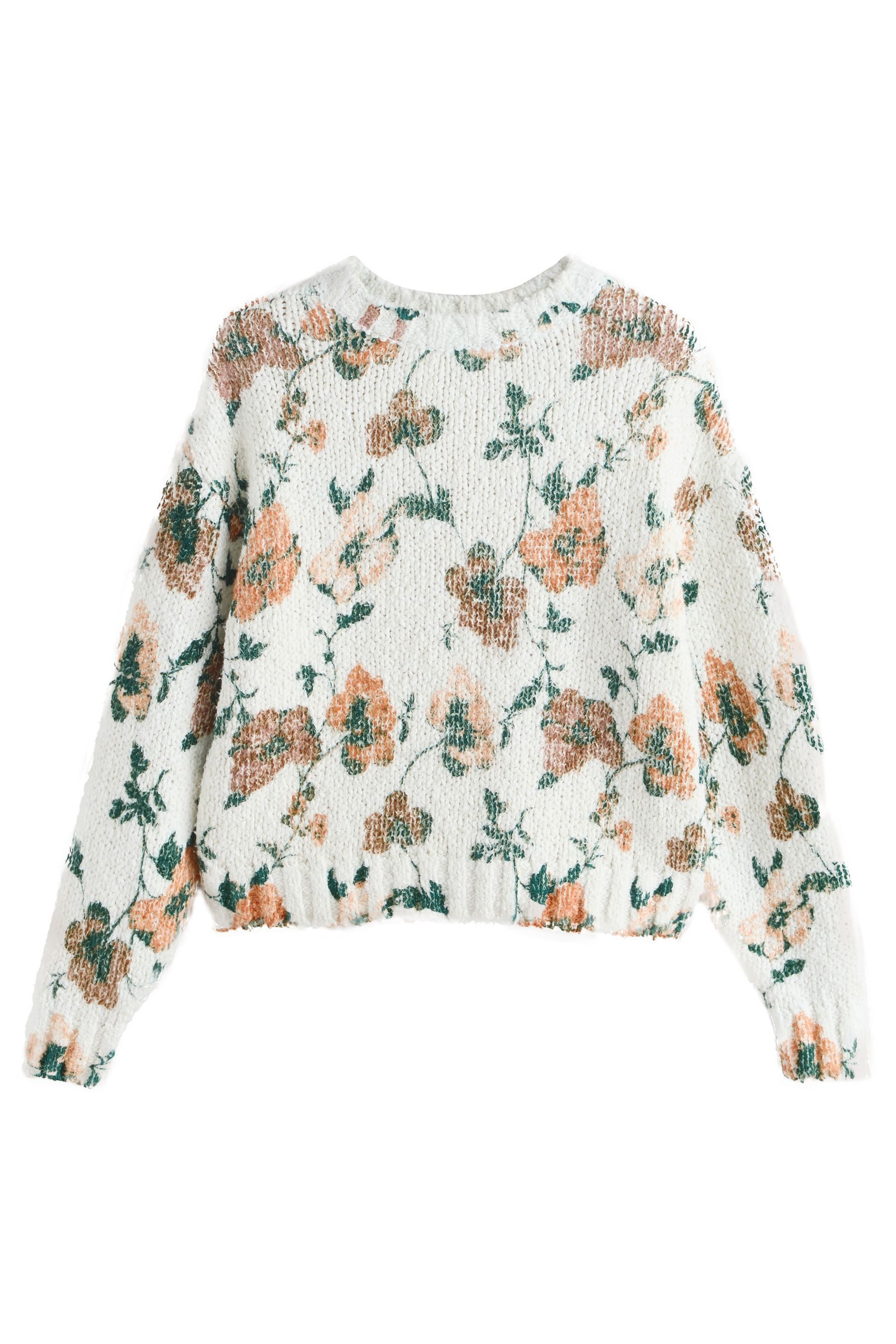 Rundhalspullover Genoppter Strickpullover mit hohem Baumwollanteil