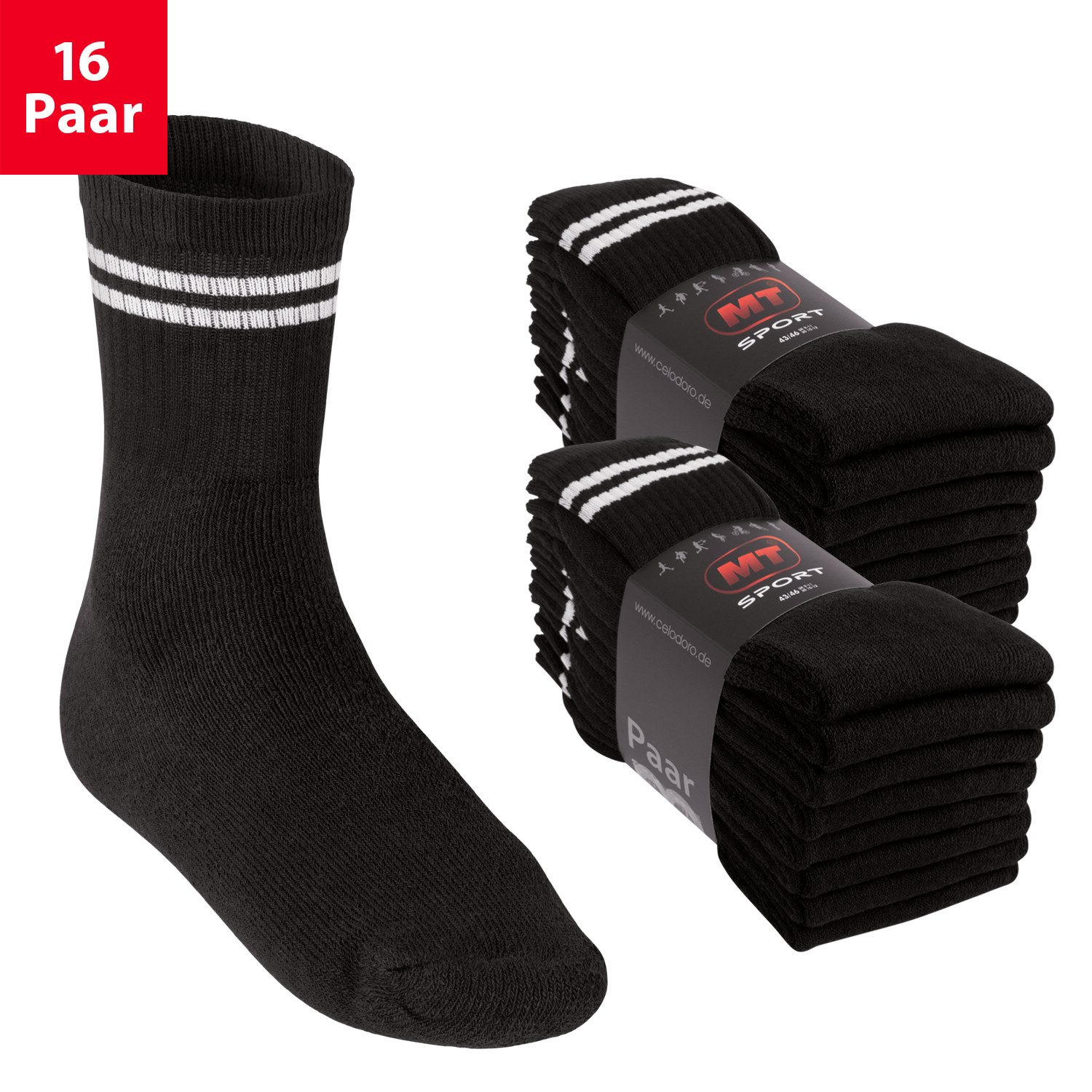 MT Tennissocken 8 Paar, 16 Paar Tennissocken für Damen & Herren (16-Paar)