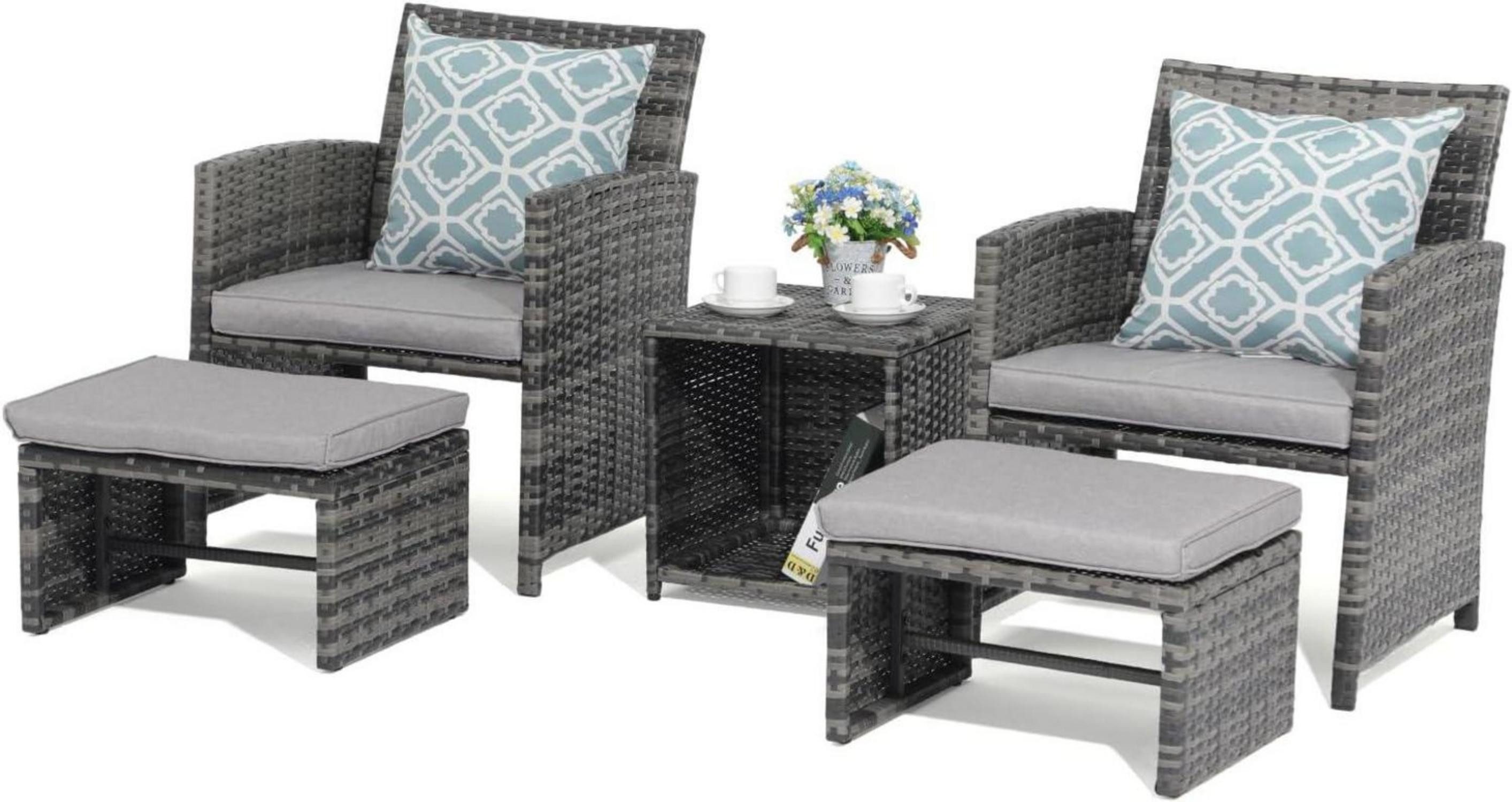 STARTWO 4-teilige Gartenmöbel-Abdeckung – Wasserdicht, Windfest, Aus 420D Oxford | Für Sofa, 2 Stühle & Couchtisch | Mit Kordelzug & Schnallen