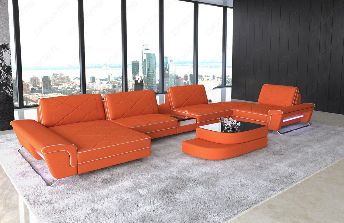 Wohnlandschaft Stoffsofa Couch Polstersofa Stoff Bari U Form Polster Sofa