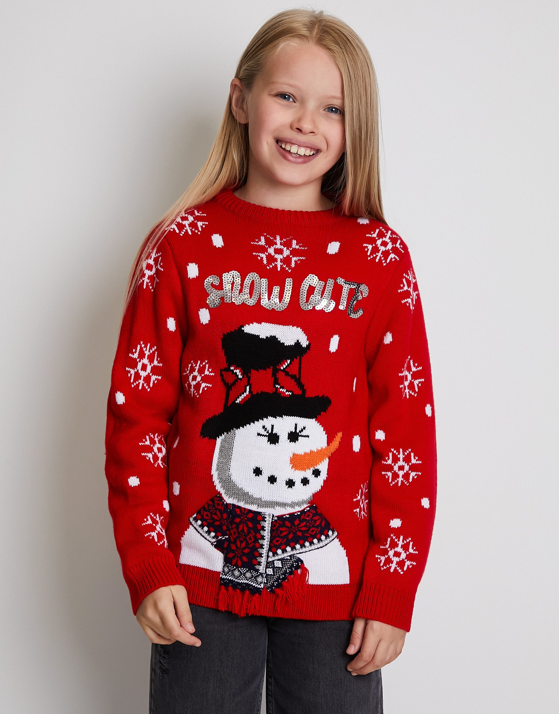 Threadgirls Rundhalspullover Snowman (1-tlg) im Weihnachts-Design