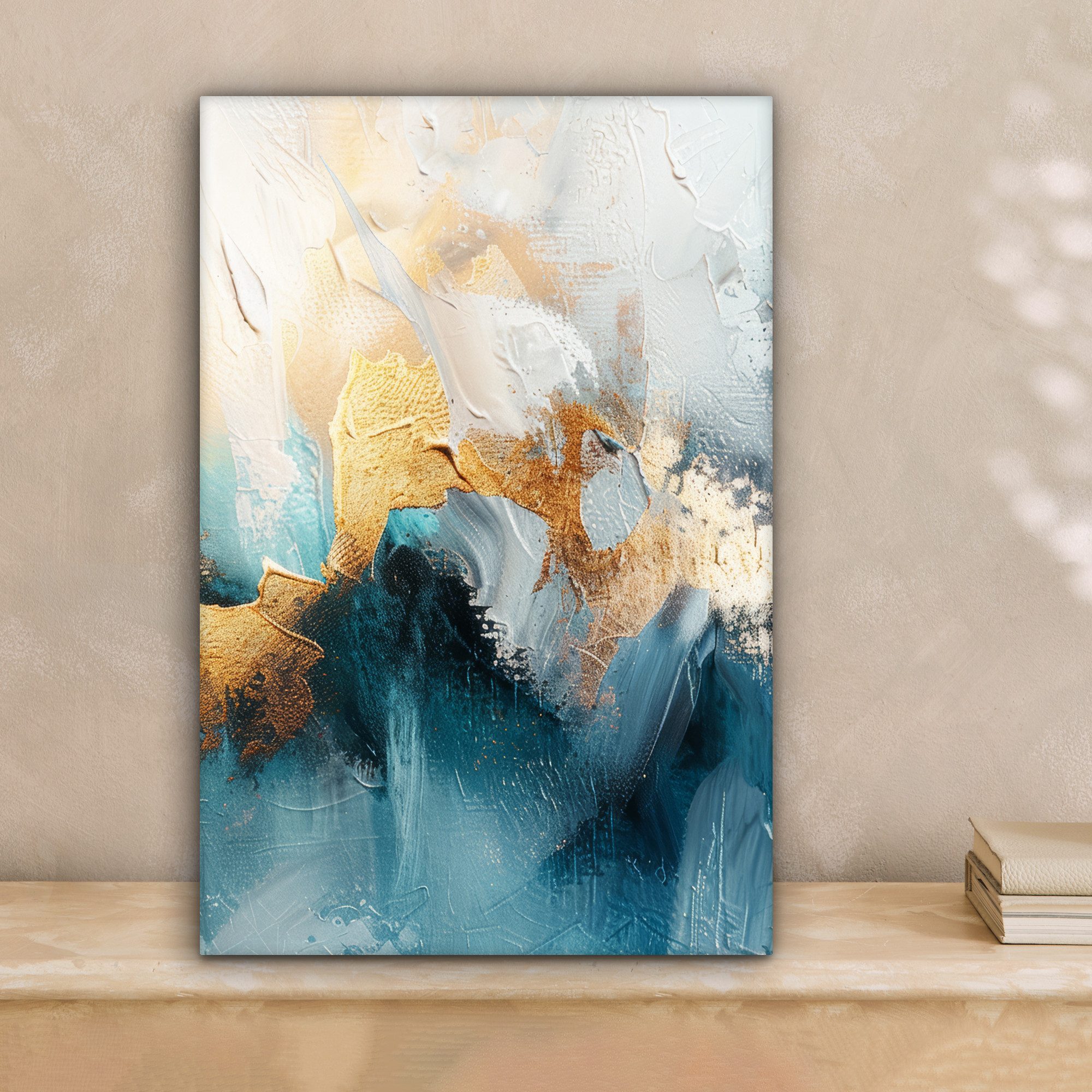 OneMillionCanvasses® Leinwandbild Abstrakt - Kunst - Gold - Blau, Fotodruck günstig online kaufen
