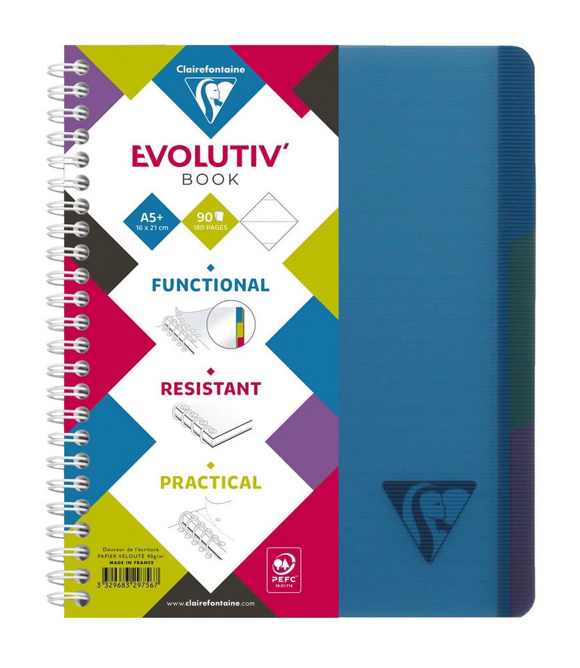 Thumbnail - CLAIREFONTAINE Notizbuch 5x Buch & Deckel 16x21cm 90 Blatt liniert sortiert 329756C, Linicolor, Age Bag und Europa