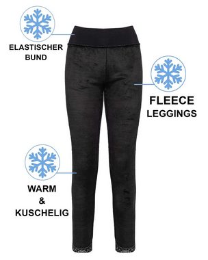 Kendindza Collection Thermoleggings Damen Winter gefüttert warm Innenfleece Winterhose Weihnachten High-Waist Thermoleggings