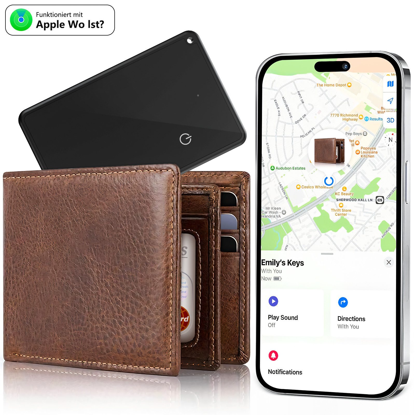 Smart Tag Karte,Bluetooth-Tracker für die Brieftasche,100% Datenschutz GPS-Tracker