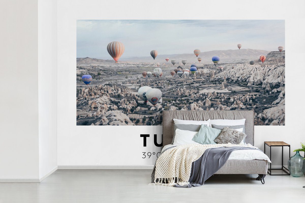 Wohnzimmer, Tapete Kappadokien Heißluftballon, Fototapete Türkei - Vinyl Matt, Schlafzimmer, - Wallpaper bedruckt, für (6 MuchoWow St), Kinderzimmer,
