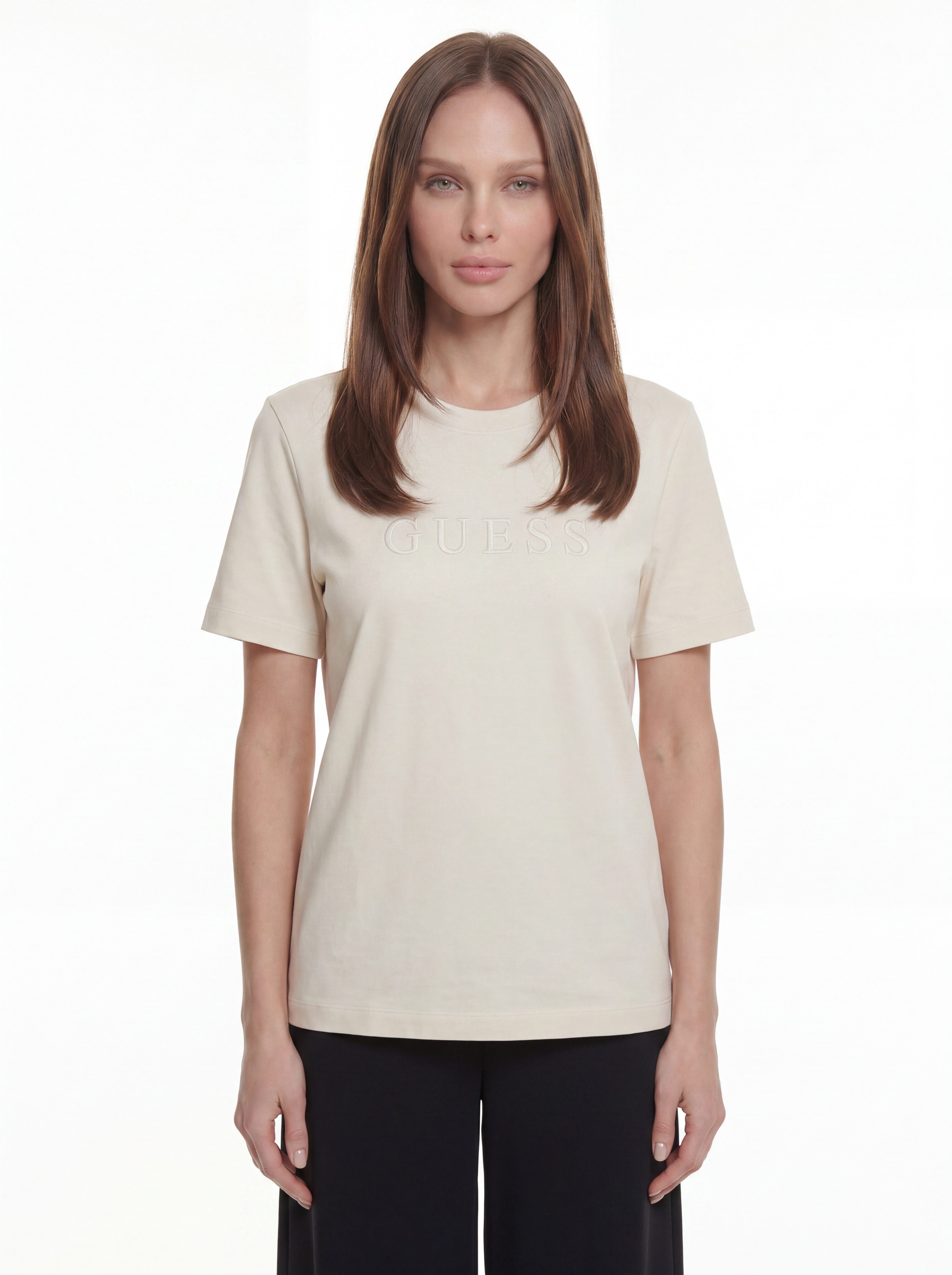 Guess T-Shirt GRAZIA SLIM CN SS T-SHIRT aus Baumwoll-Jersey