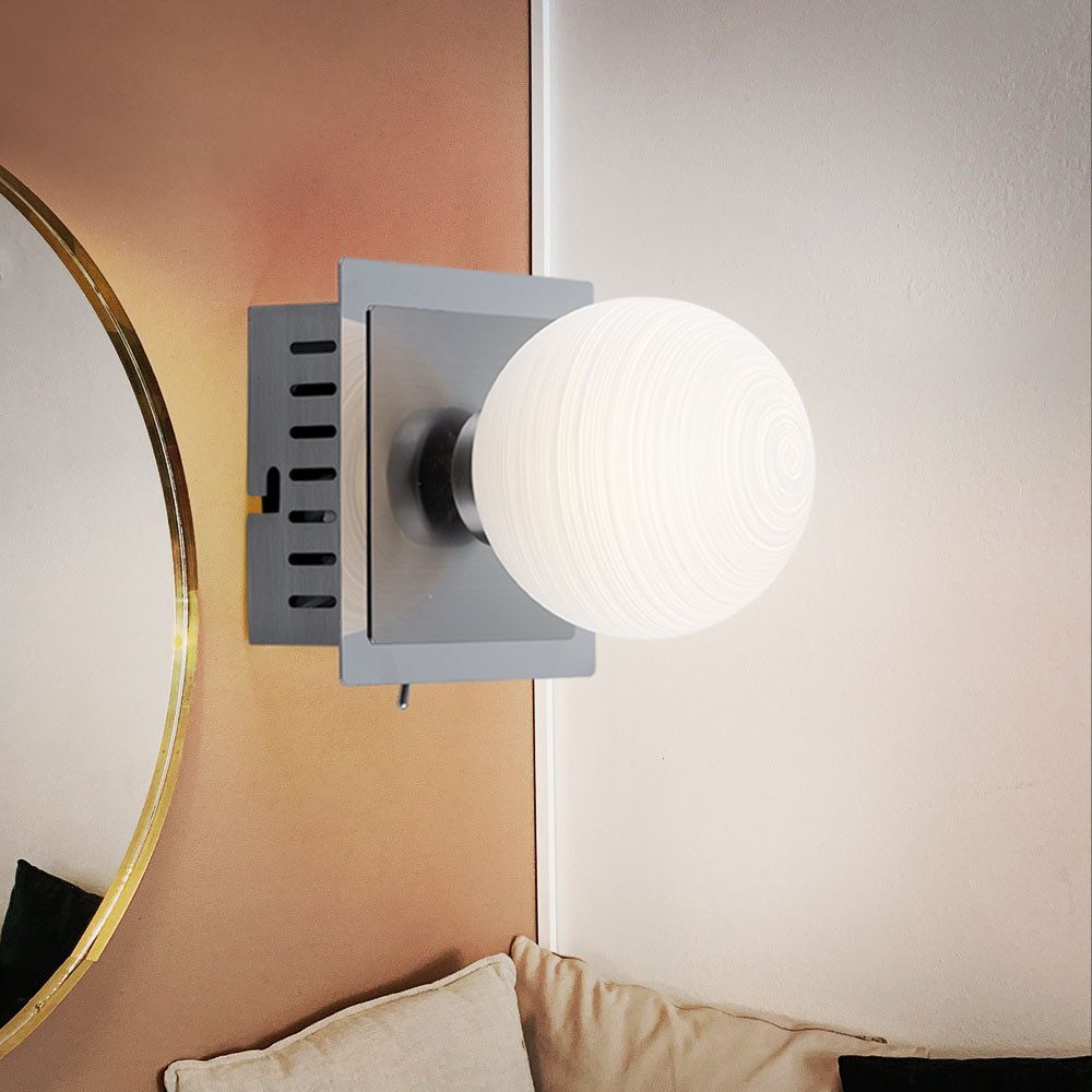 FISCHER & HONSEL LED Wandleuchte, LED-Leuchtmittel fest verbaut, Warmweiß, Wandleuchte Kugel Wandlampe Glaskugel Kugelleuchte Wand innen