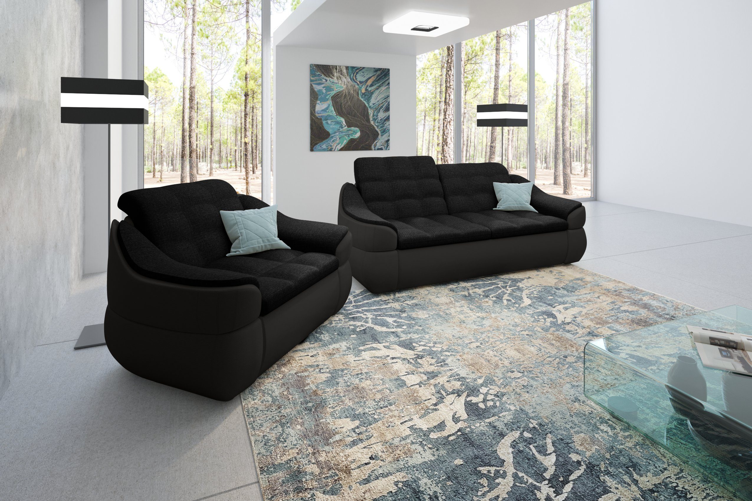 in Alisa, Sofa und aus 2-Sitzer bestehend (Set Stylefy Polstergarnitur Modern (2-tlg), Sessel, made Design, Europa