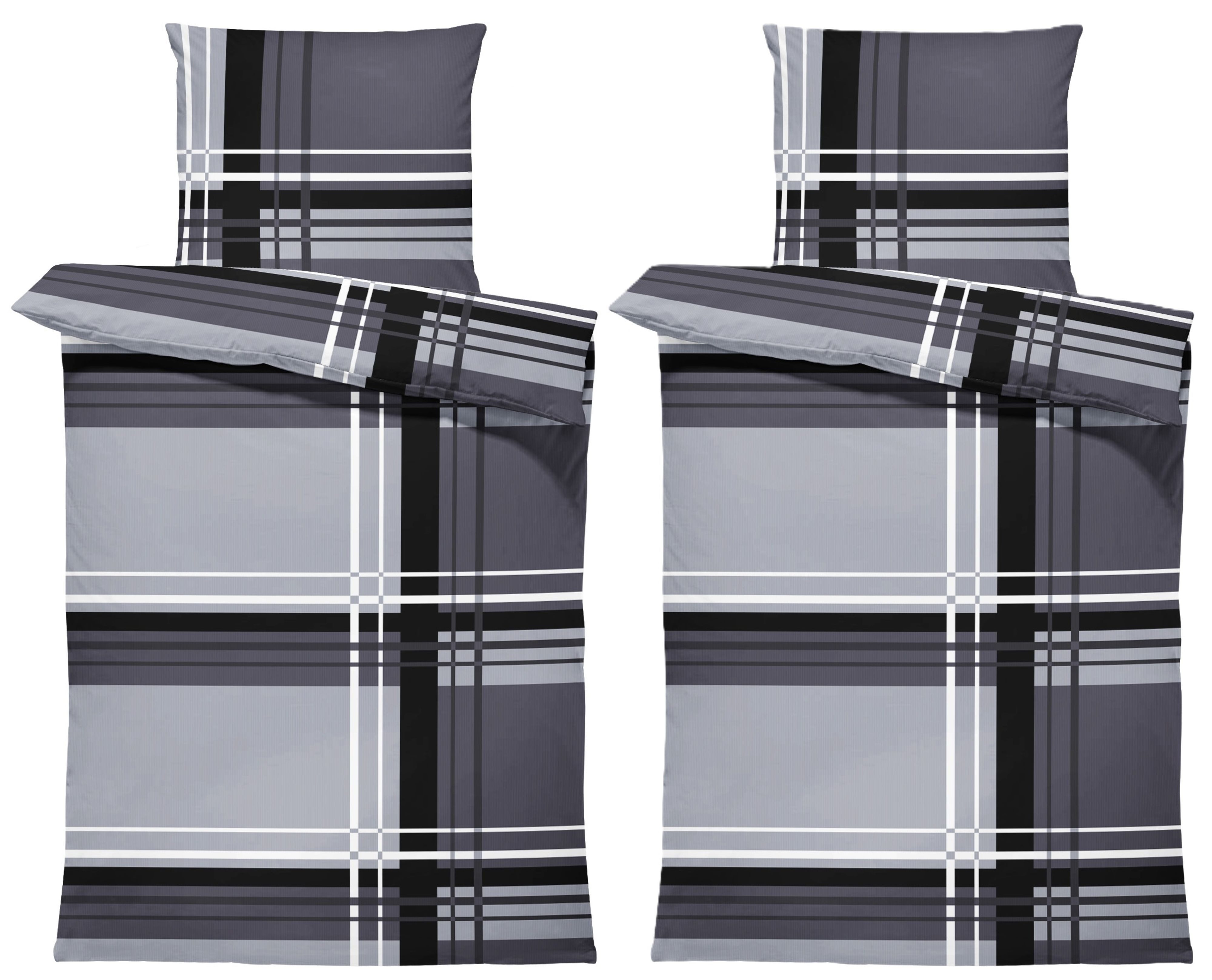 One Home Bettwäsche Winter, Biber, 4 teilig, modern gestreift grafisch, kus günstig online kaufen