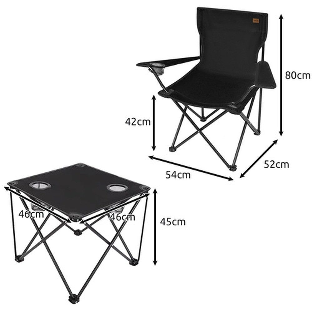 Trizand Angelstuhl Klappbarer Campingstuhl + Tisch (Spar-Set, 3 St), praktisches Outdoor-Set für Angeln, Camping, Garten, Strand, Balkon