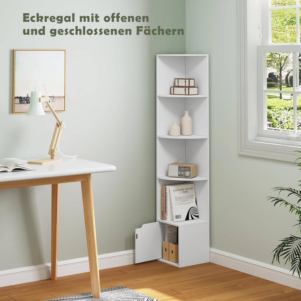 Woltu Eckregal, 1-tlg., Bücherregal, Standregal, mit Tür 5 Ebenen günstig online kaufen