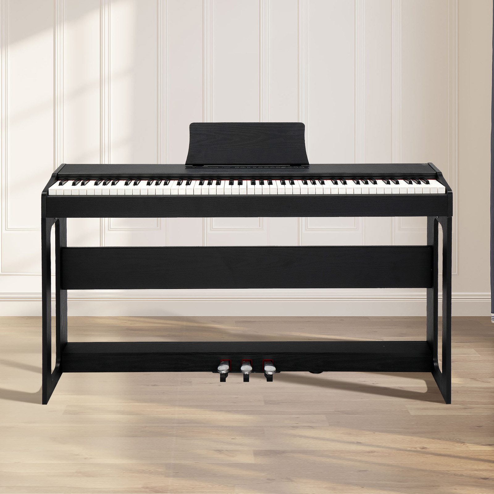 Bonnlo Digitalpiano 88 Tasten, vollgewichtete Tastaturen mit Klavierständer (1-St), Kopfhörermodus, Dual-Bluetooth, anpassbare Anschlagdynamik