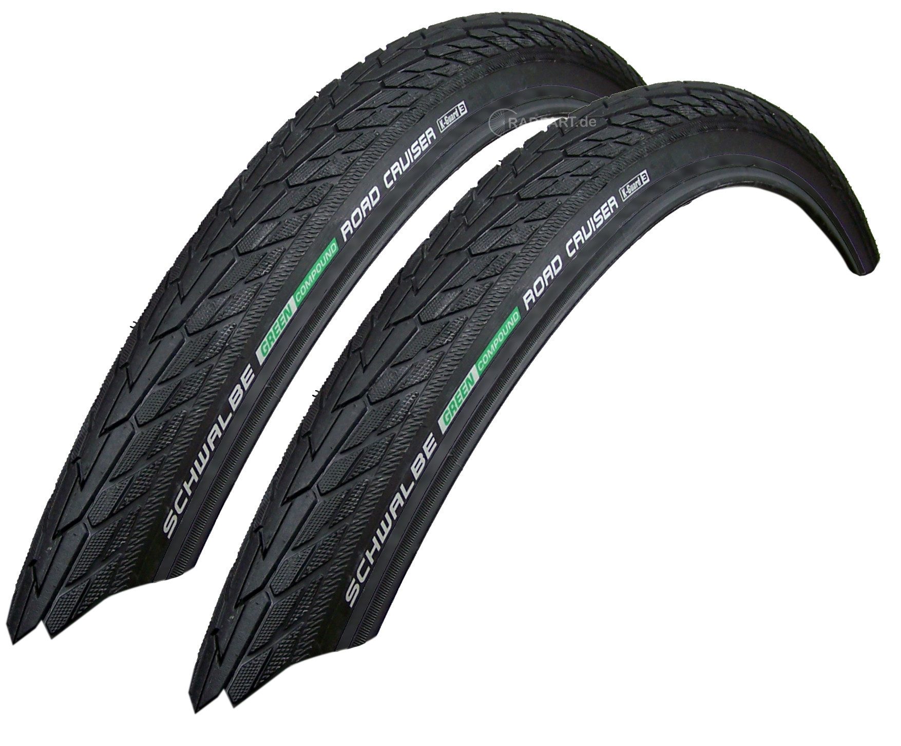 Schwalbe Fahrradreifen 2x Schwalbe Road Cruiser 50-203 Green K-Guard 12x2.00, (2-tlg), Drahtreifen