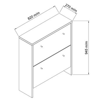 Lomadox Schuhschrank CUENCA-137 Massivholz Buche, 2 Klappen, Softclose, Schuhkipper