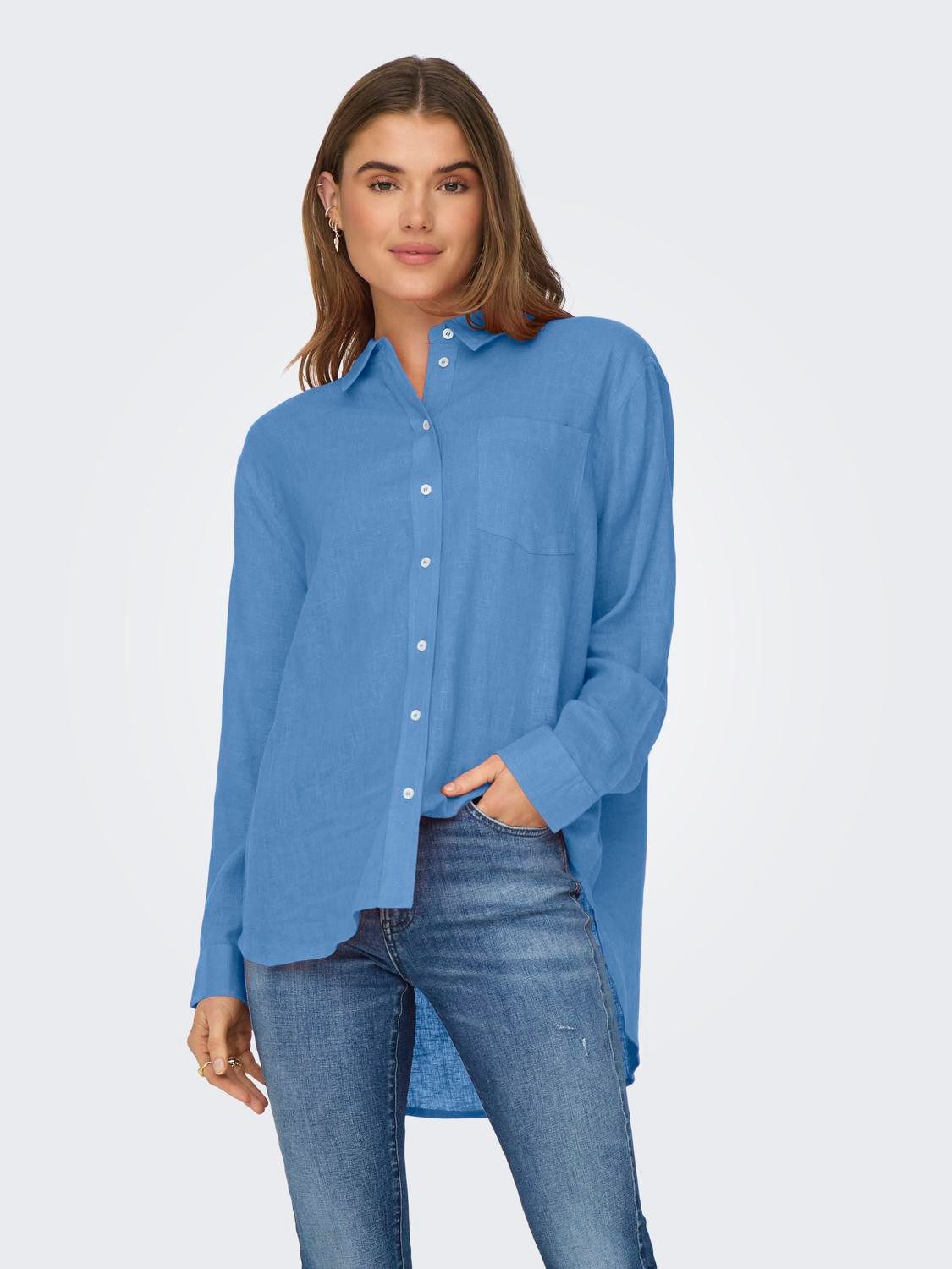 Longbluse ONLTOKYO L/S LINEN BLEND SHIRT