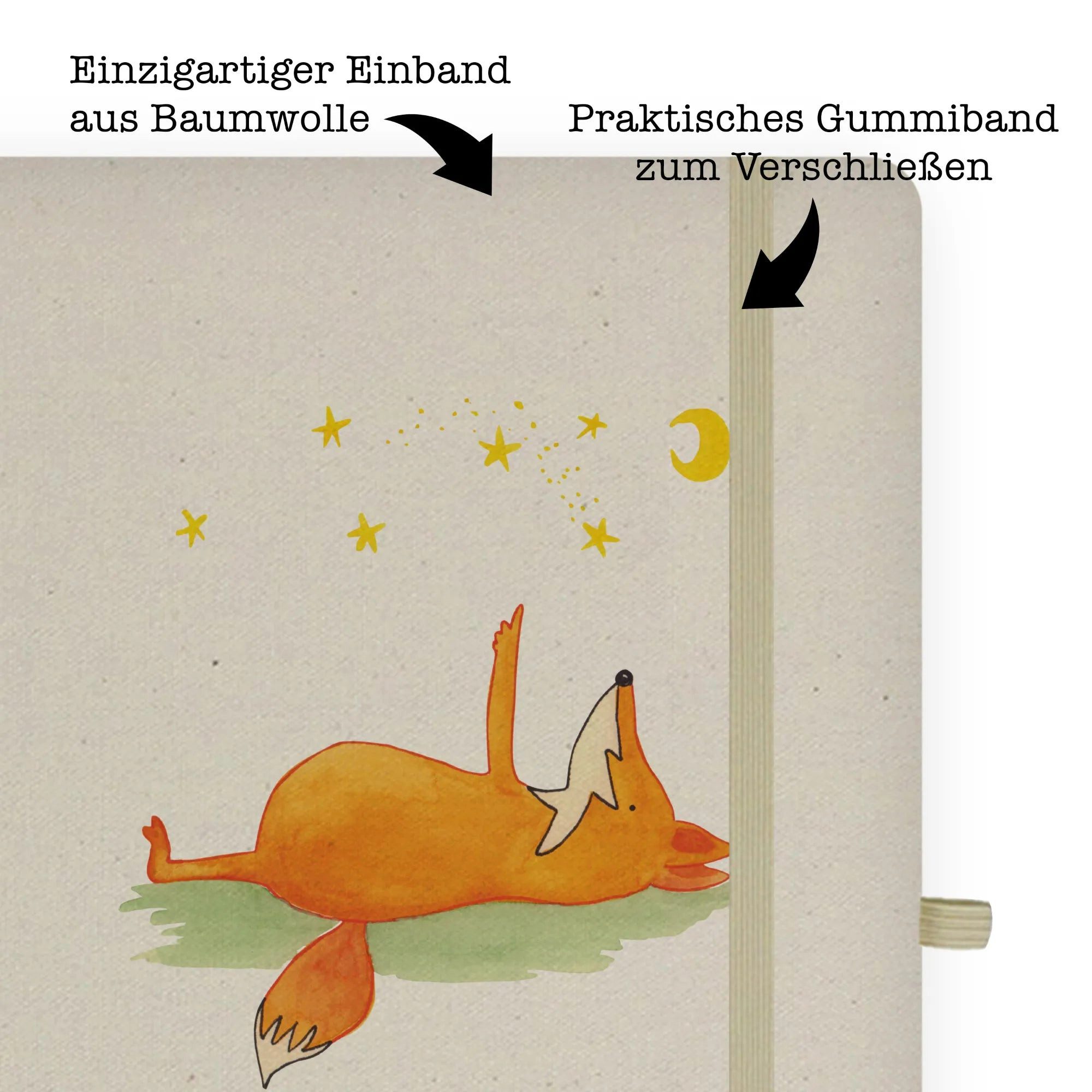 Thumbnail - Mr. & Mrs. Panda Notizbuch Fuchs Sterne - Transparent - Geschenk, Notizbuch A5, tröstende Worte, Mr. & Mrs. Panda, Umwel...