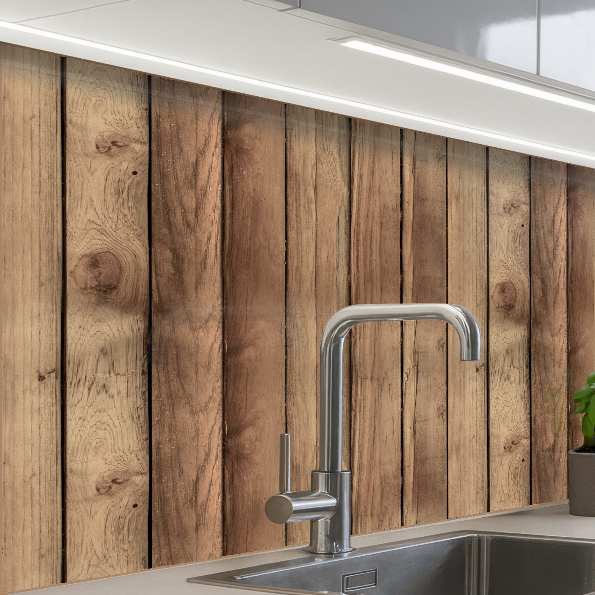 KitchenYeah Küchenrückwand Muster selbstklebend (keine Folie) Holz - Brocante - Muster, (1-tlg), Spritzschutz, Küche, Rückwand, Küchenwand, Küchenfront, 30x20 cm