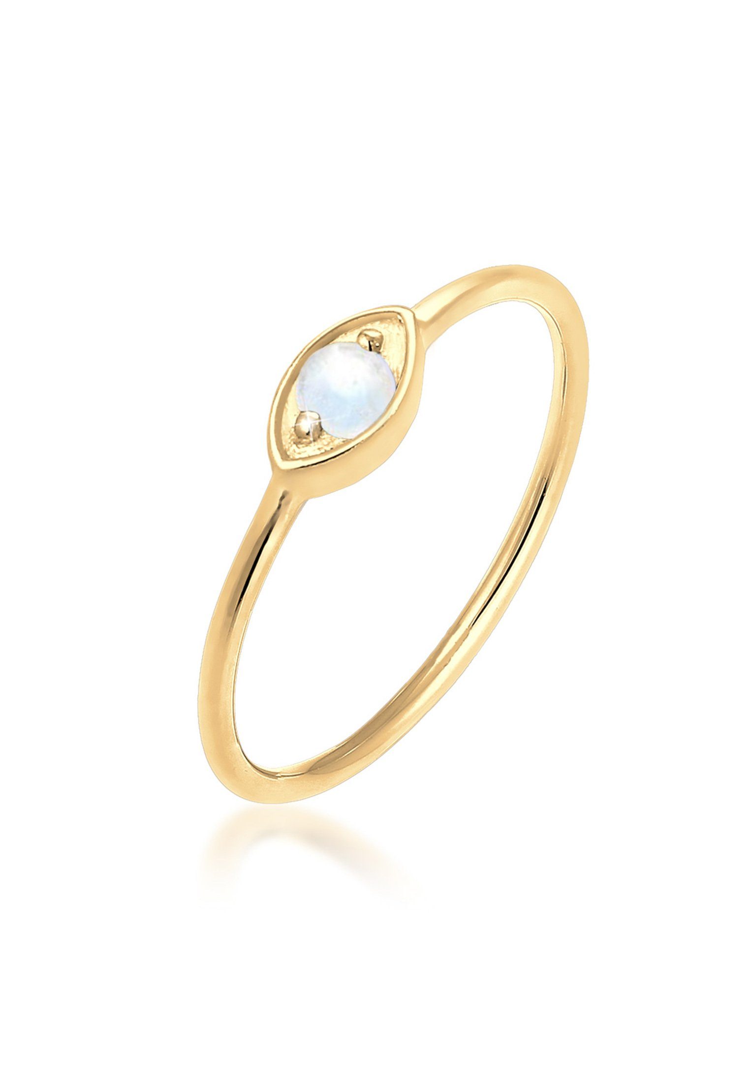 Elli Fingerring Evil Eye Mondstein Weiß 925 Sterling Silber vergoldet