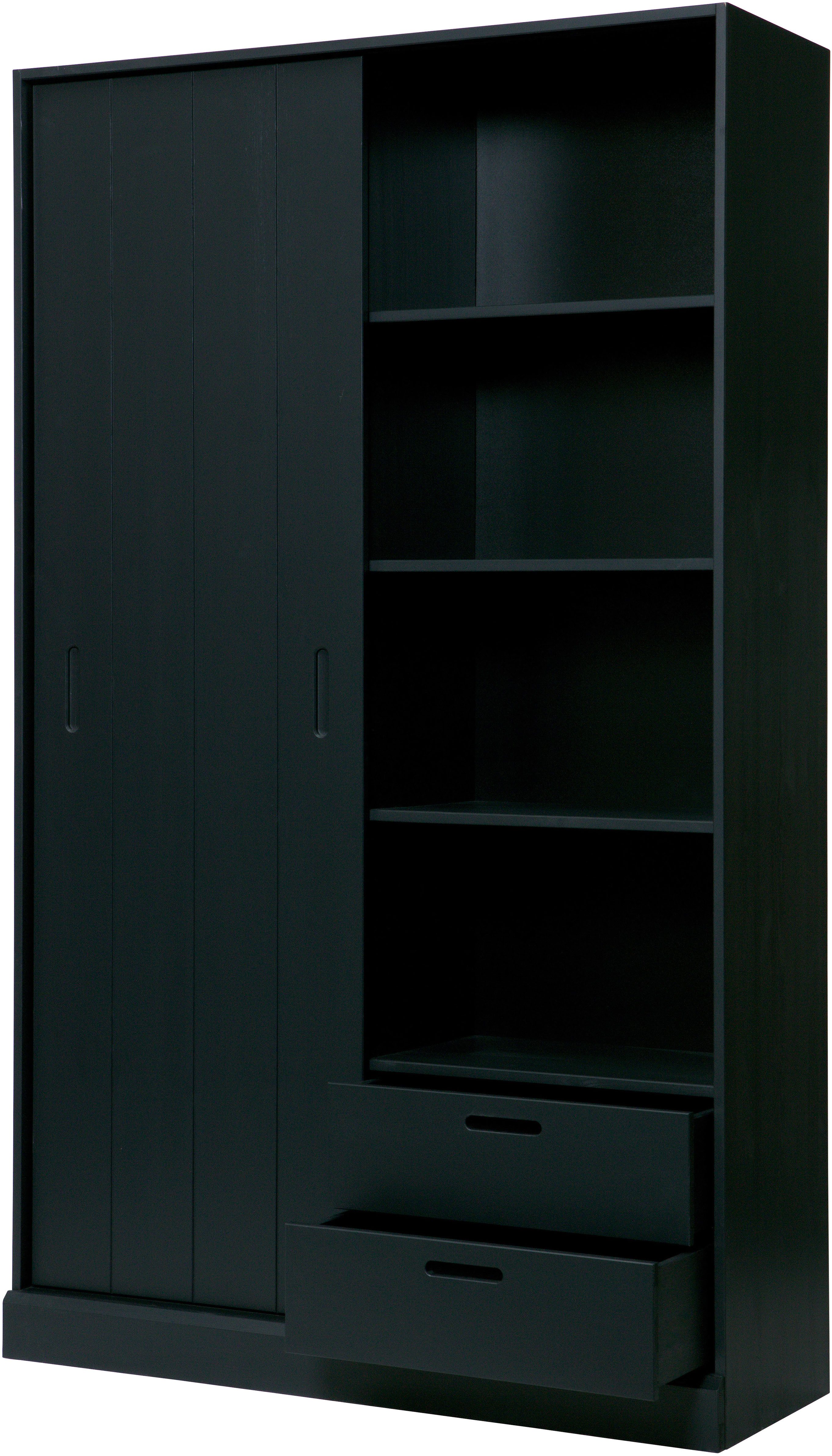 WOOOD Mehrzweckschrank Move Massivholz Kiefernholz mit Schiebetür geschliffen 200x120x42 cm Einfach zu montieren, Tragkraft 15 kg pro Boden, sichtbare Maserung