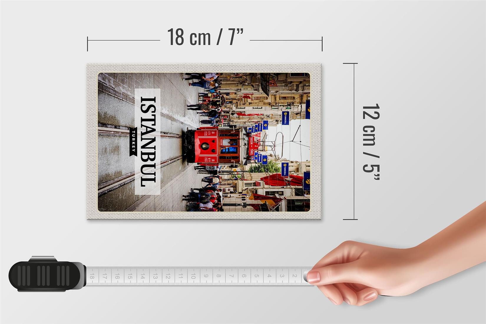 Femer GmbH Holzbild Reise 12x18 cm Istanbul Turkey Straßenbahn Reiseziel, (1 St), Glatte Holzfaserplatte (MDF), vorn beschichtet