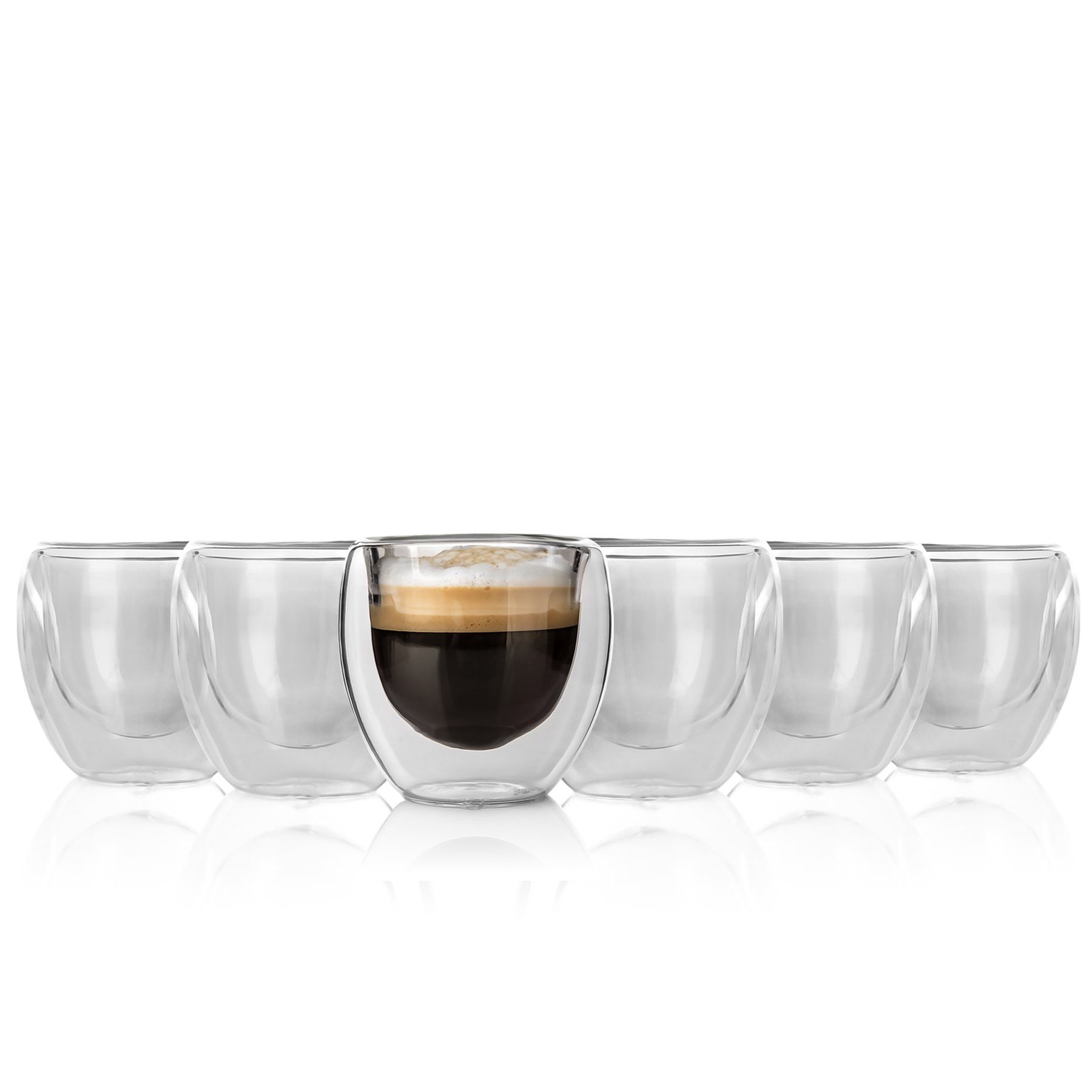 BigDean Espressoglas 6x Doppelwandiges Espresso Glas 80 ml Thermogläser  Espressotassen, Glas