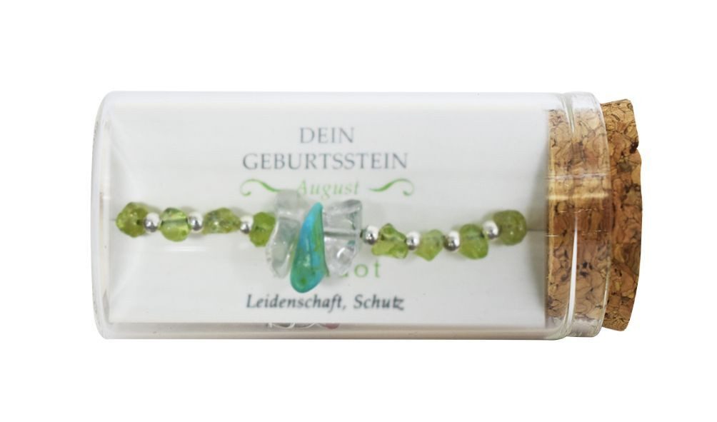 Jojo Armband "August" Geburtsstein Armband im Gläschen