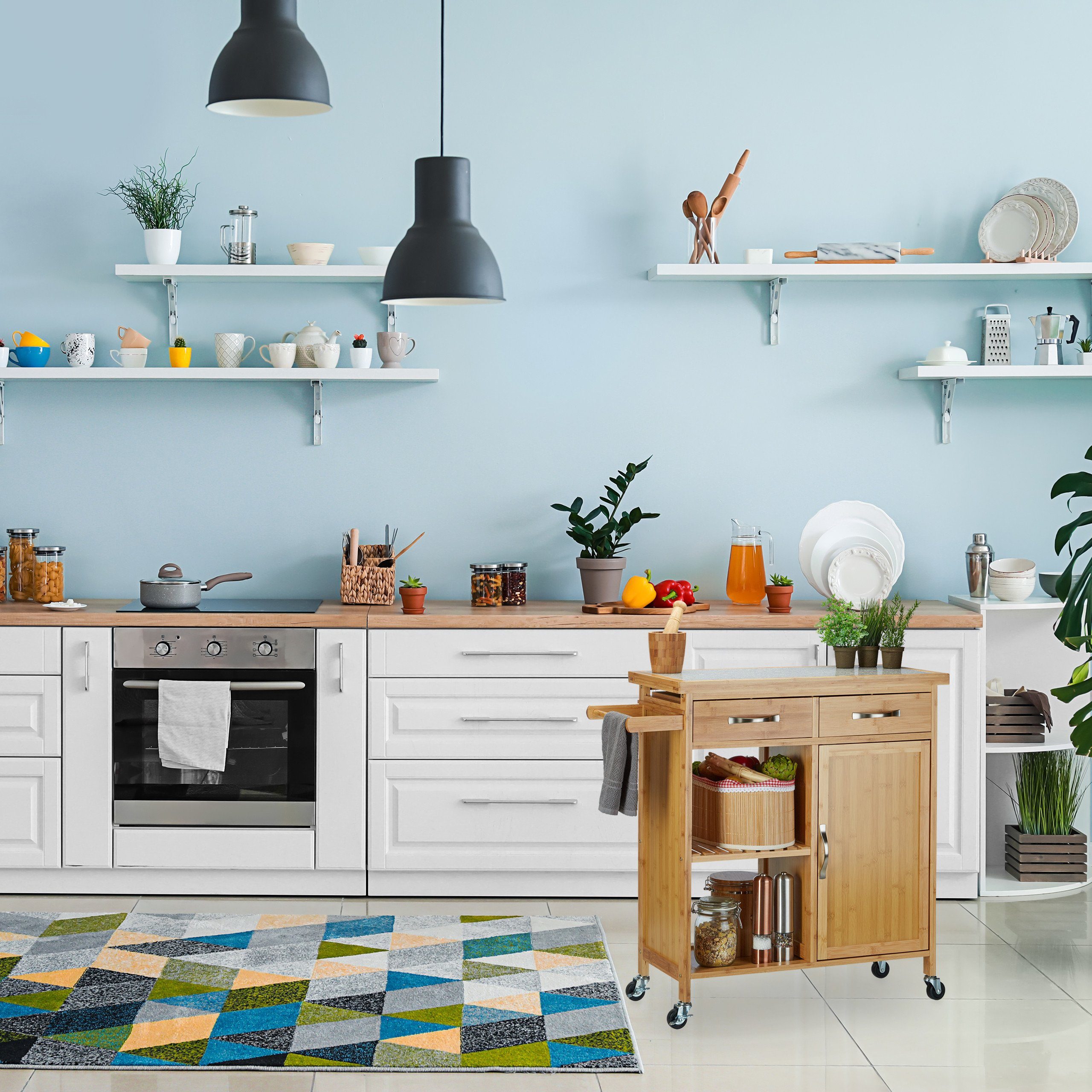 relaxdays Küchenwagen mit Marmorplatte günstig online kaufen