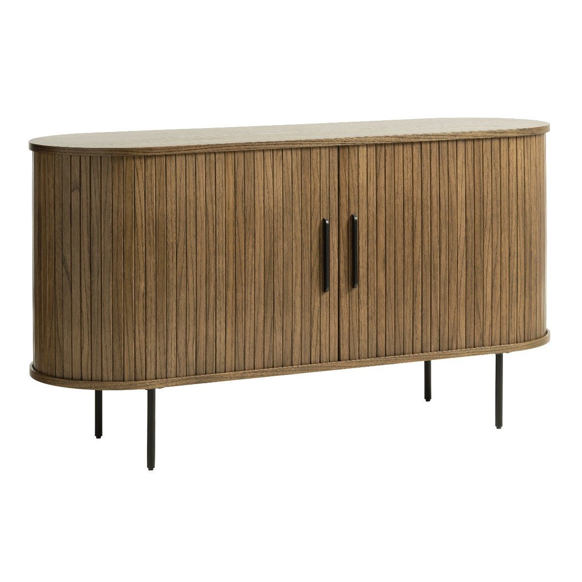 Liadomo Sideboard Uriel, Kommode, Stauraummöbel, 140 oder 180 cm Breite, Furnier in Echtholz, Schiebetüren, Lamellen-Optik, vier Farben