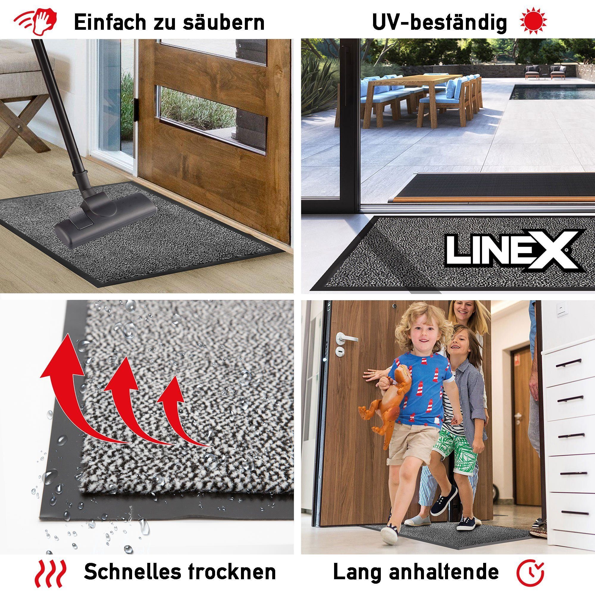 Linex, Schutzfangmatte, Eingangsmatte, 7 mm, Fußmatte waschbar Outdoor rutschfest Höhe: Indoor geeignet - Grau/Schwarz