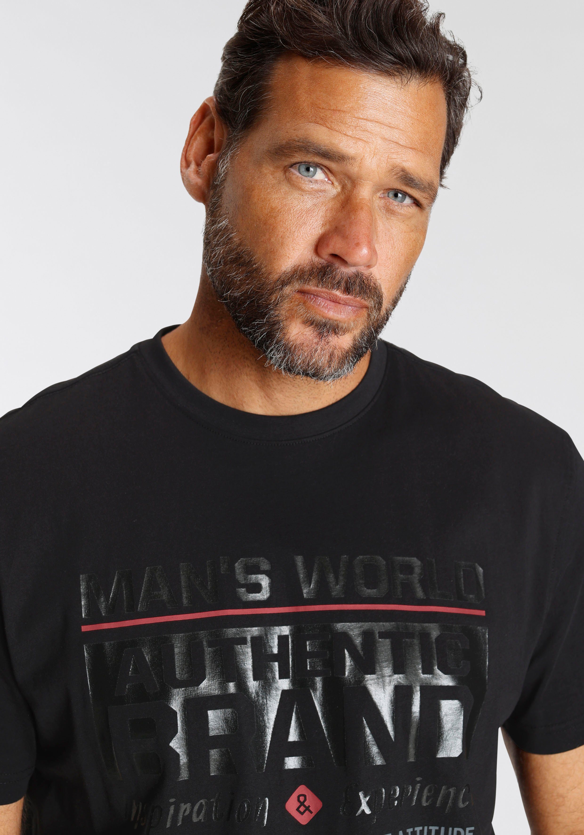 Man's World T-Shirt Kurzarm, mit Print, Rundhals, aus Baumwolle, auch in großen Größen – Bild 4 von 5
