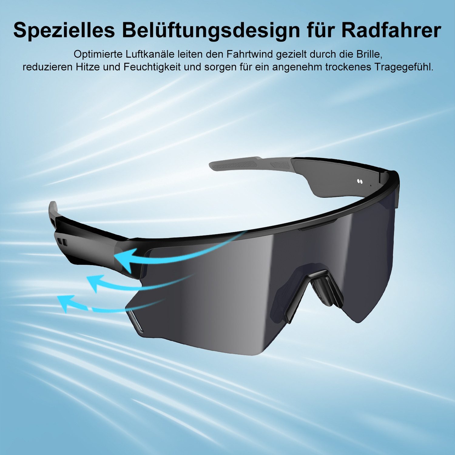 blackview Sonnenbrille Smart Fahrradbrille, UV400 Polarisierte Gläser, Open-Ear Audio,6H Akku (Set, 1-St) Bluetooth 5.3 & Geräuschunterdrückung, Automatischer Sensor,UV-Schutz