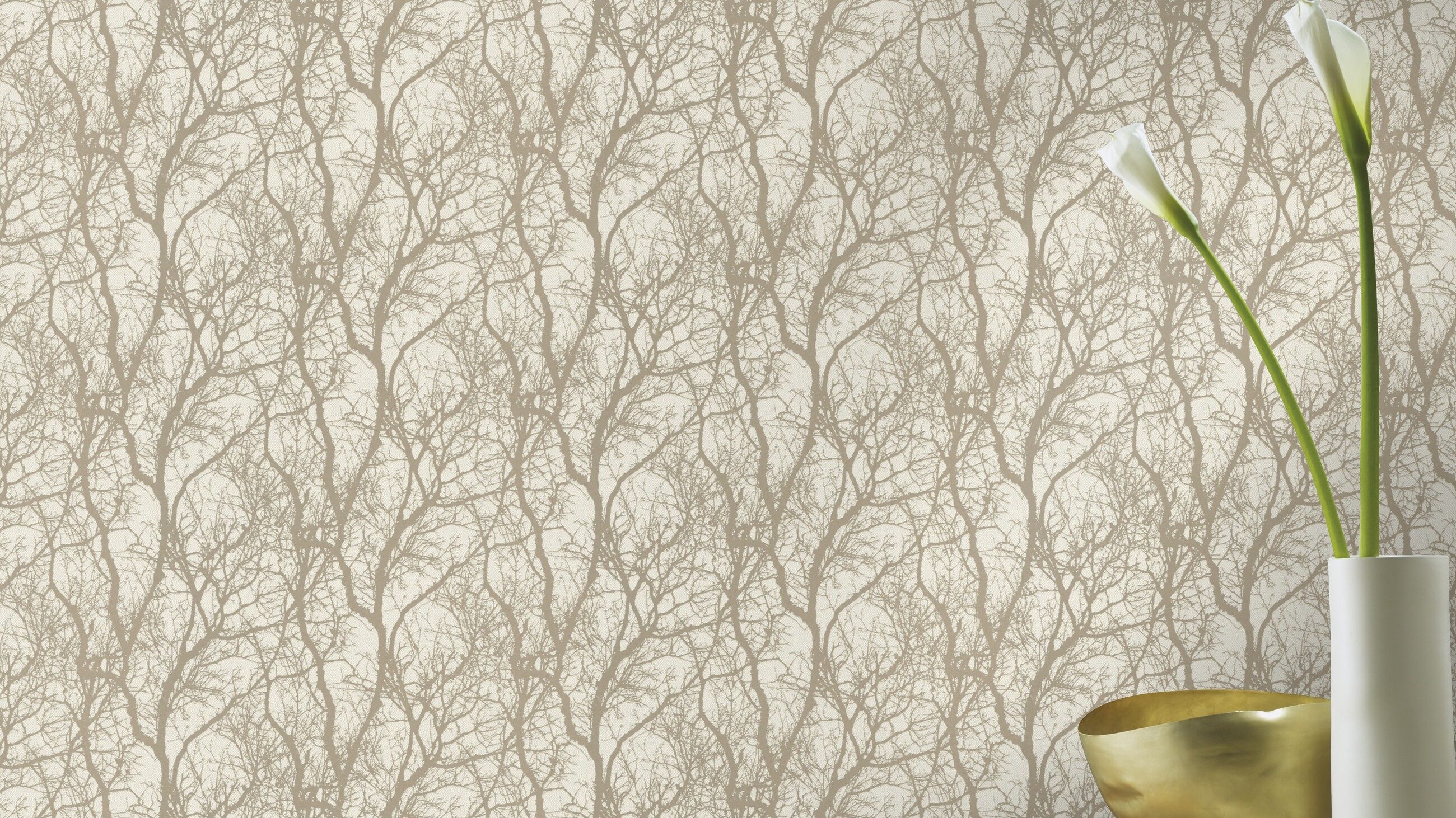 Rasch Vliestapete Florales Muster - Vliestapete Beige Gold, Floral, (1 Rolle, 1 St., 10,05 m x 0,53 m), gute Lichtbeständigkeit, feucht abwischbar, restlos abziehbar
