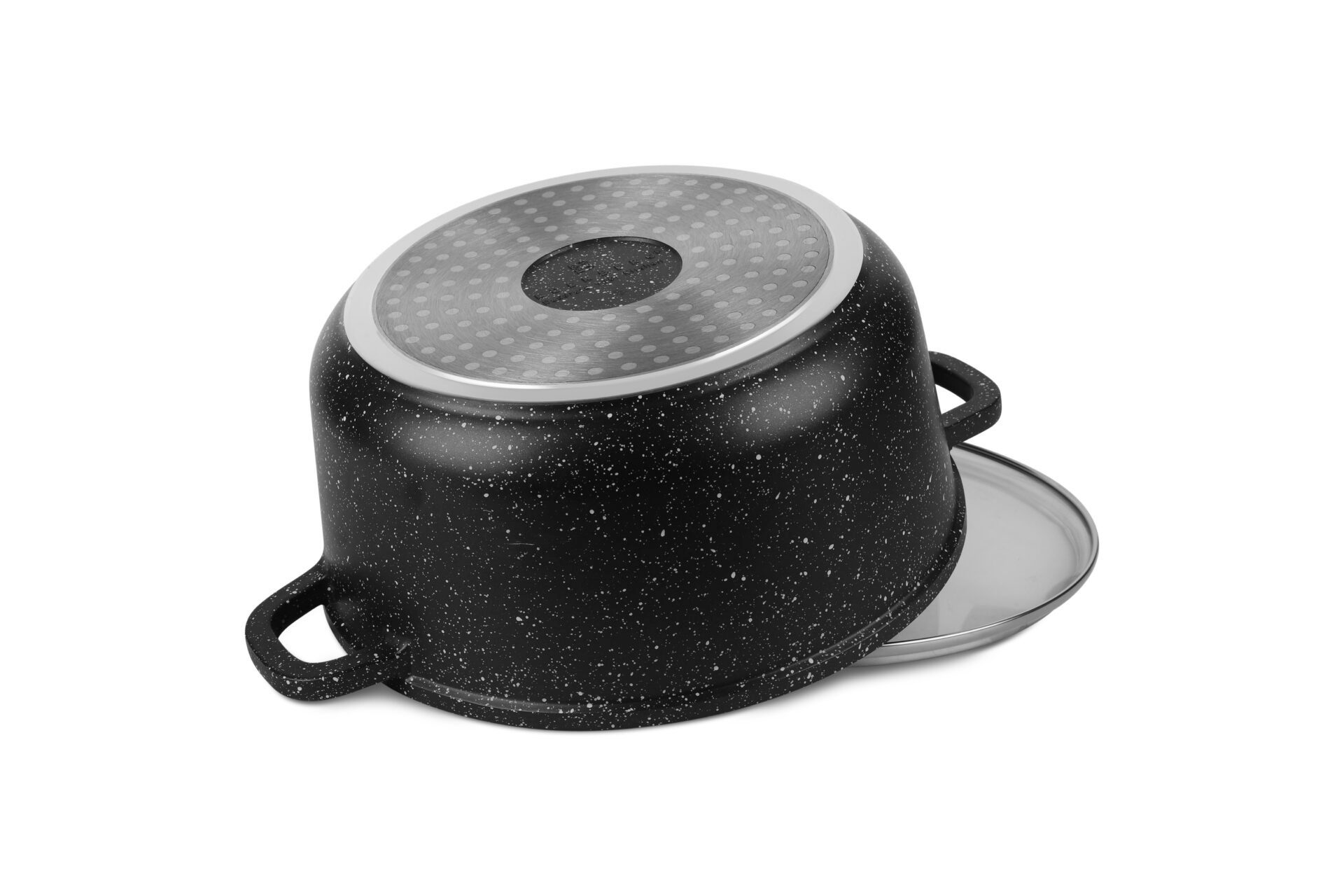 KlönBerg Topf-Set Steintopfset in 3 verschiedenen Größen mit Stielkasserolle, Aluminiumguss, Aluminium, Keramik, Edelstahl (Passt in jede Küche! 1.3L / 1.4L / 2.4L / 4.3L, 8-tlg., Es ist eine perfekte Geschenkidee für jeden Anlass), Innovative Aroma Knob-Griffe