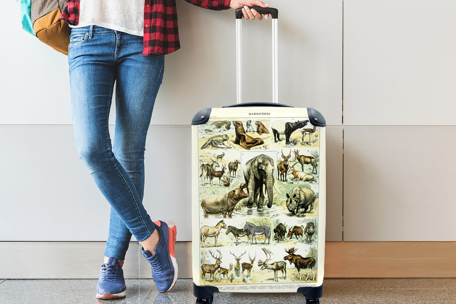 Reisetasche Ferien, mit Handgepäck Trolley, Elefanten für MuchoWow 4 - Reisekoffer Hirsche, rollen, - Tiere Handgepäckkoffer Rollen,