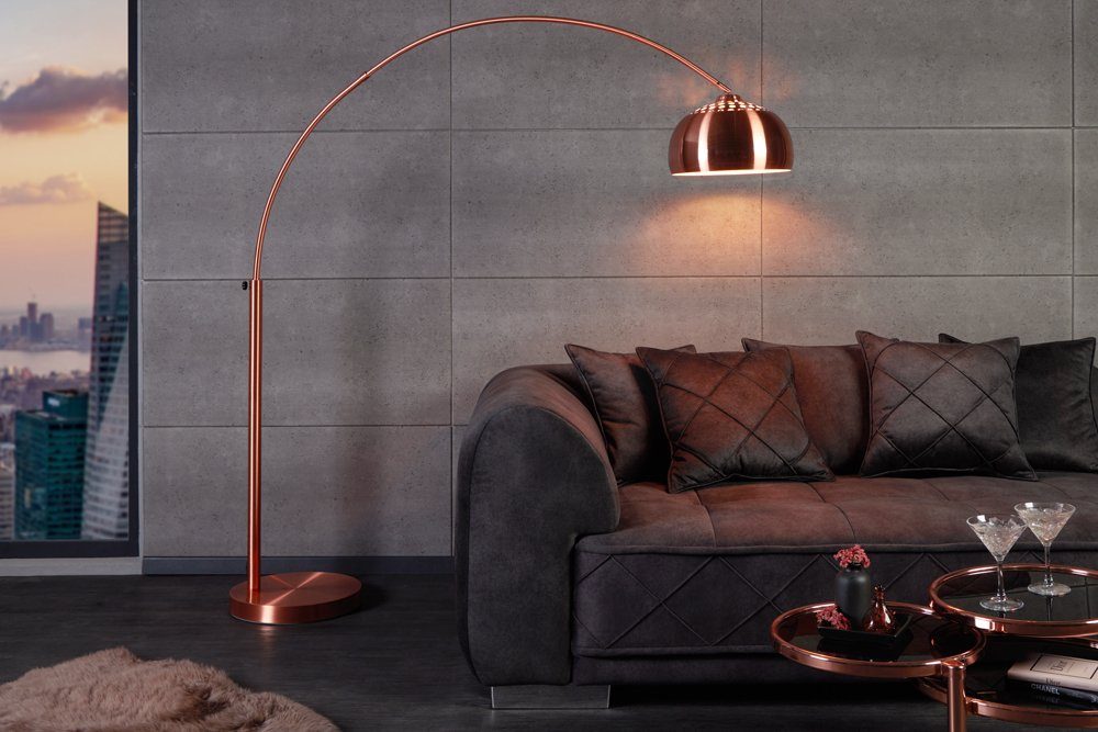 ohne 170-210cm Bogenlampe Wohnzimmer Modern kupfer, riess-ambiente Design LOUNGE · · · Metall verstellbar Leuchtmittel, DEAL