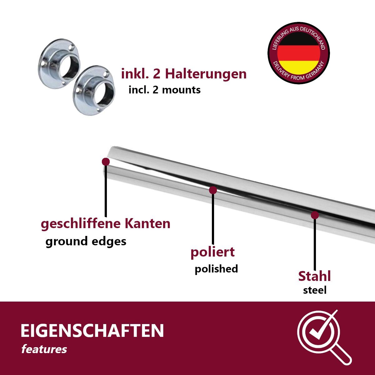 HOOZ Kleiderstange aus Chrom mit Halterung günstig online kaufen