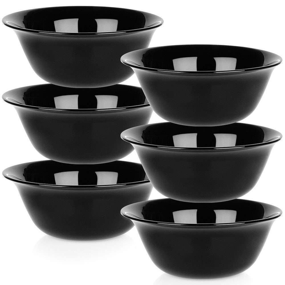 Vilde Snackschale Set 300ml rund schwarz glänzend, Glas, (6-tlg), hitzebeständig, spülmaschinengeeignet