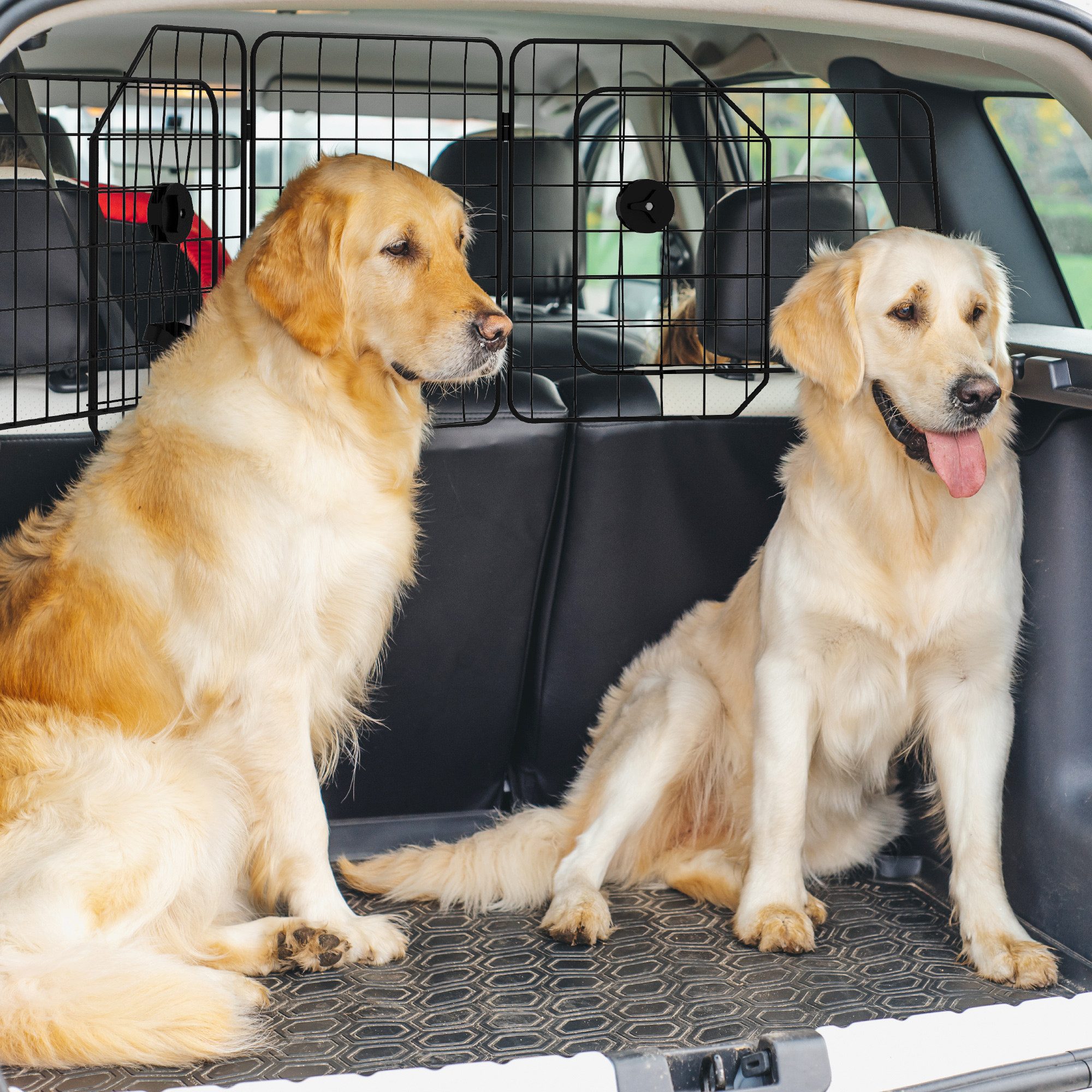 furnicato Hundegitter Autogitter für Hunde, 93-150cm, klappbar, Stahl, Schwarz (1 St)
