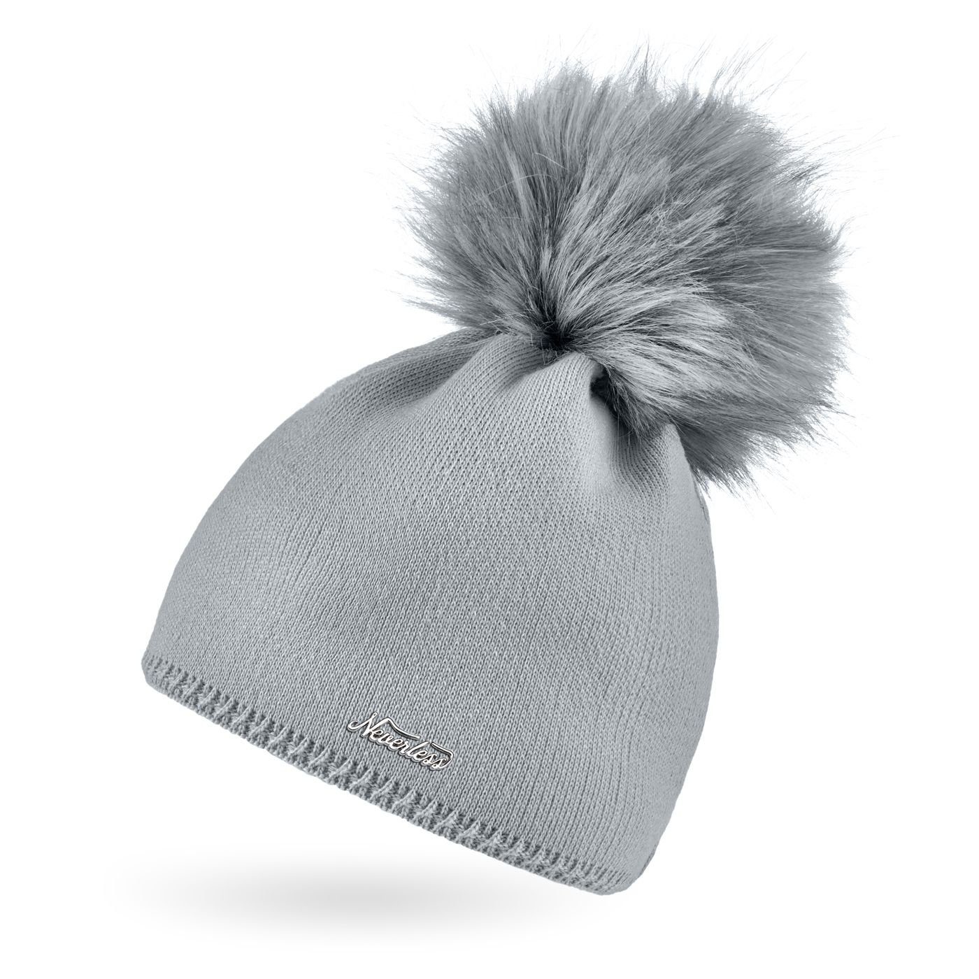 Neverless Bommelmütze Damen Strickmütze Strick-Beanie mit Bommel Winter-Mütze Bommelmütze Feinstrick Neverless®