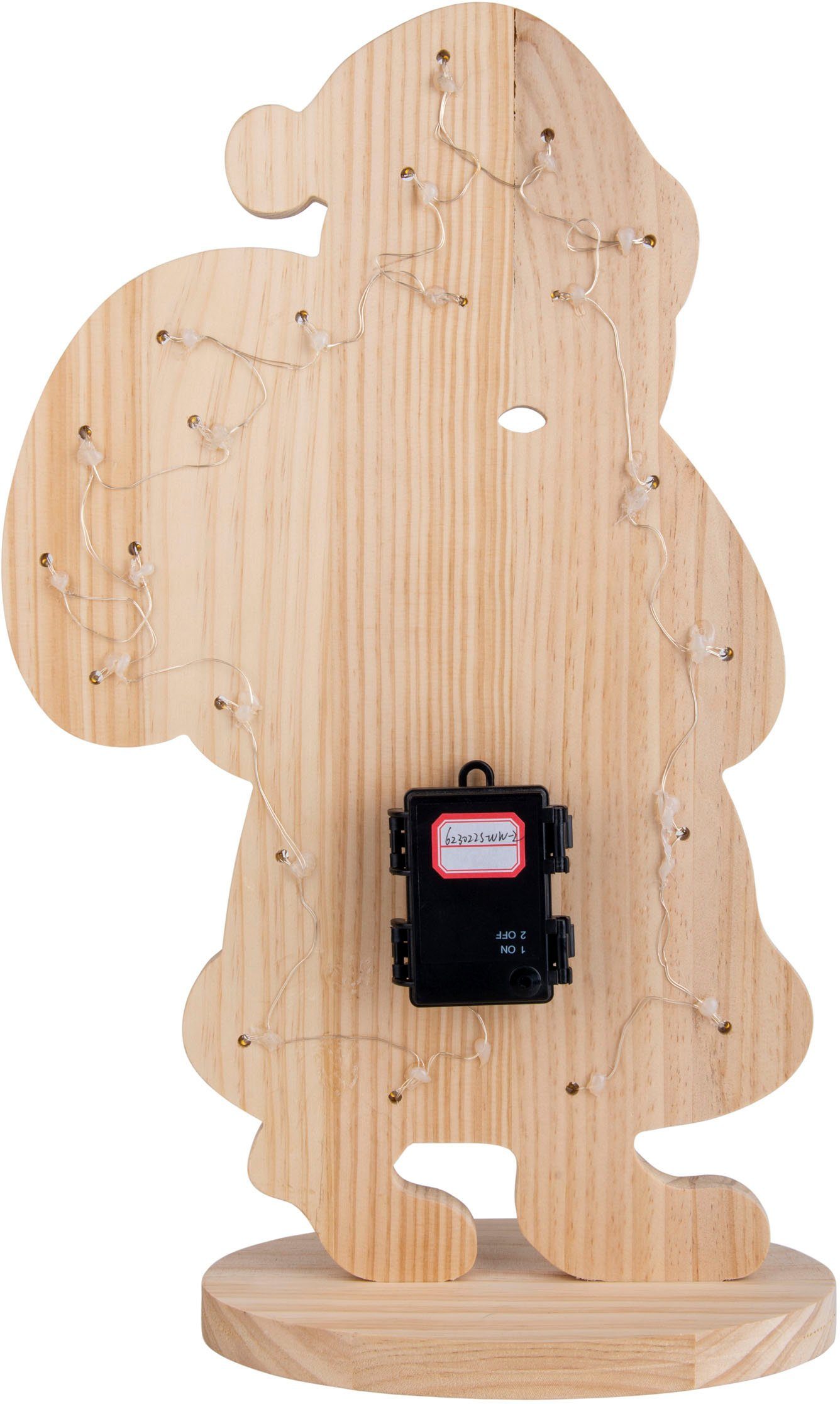 aus cm, 80 Timerfunktion, ca. LED näve Holz-Stehleuchte, integriert, LED Dekoobjekt Weihnachtsdeko Batteriebetrieben Holz, Warmweiß, Höhe fest Santa,
