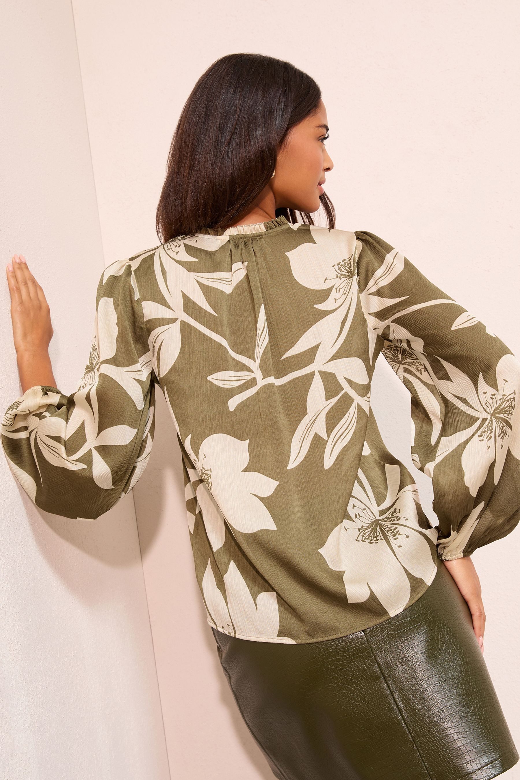Friends Like These Langarmbluse Friends Like These Chiffon-Bluse mit Bindeb günstig online kaufen