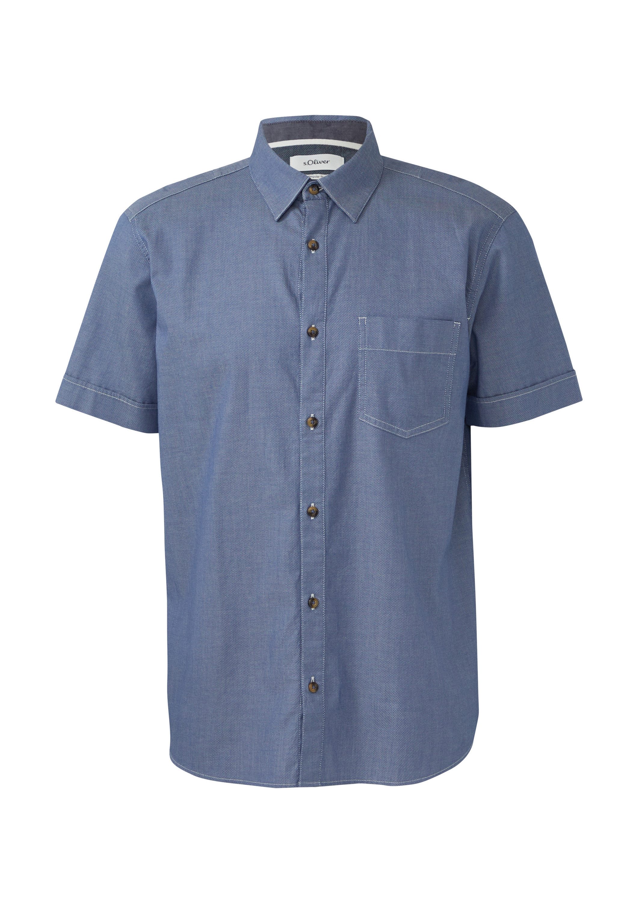 s.Oliver Kurzarmhemd Hemd Regular Fit: Strukturiertes Kurzarmhemd mit Kontr günstig online kaufen