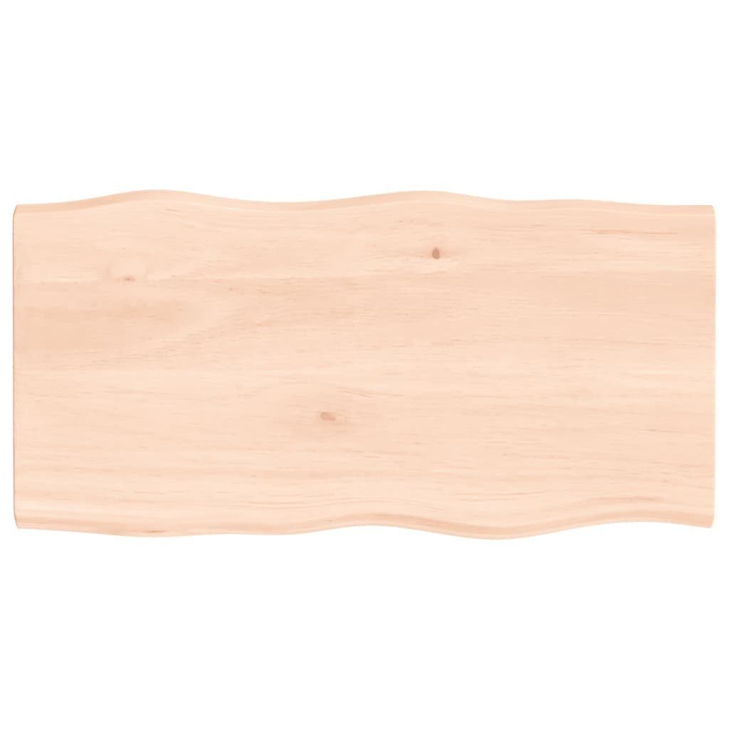 furnicato Tischplatte 80x40x2 cm Massivholz Eiche Unbehandelt Baumkante (1 St)