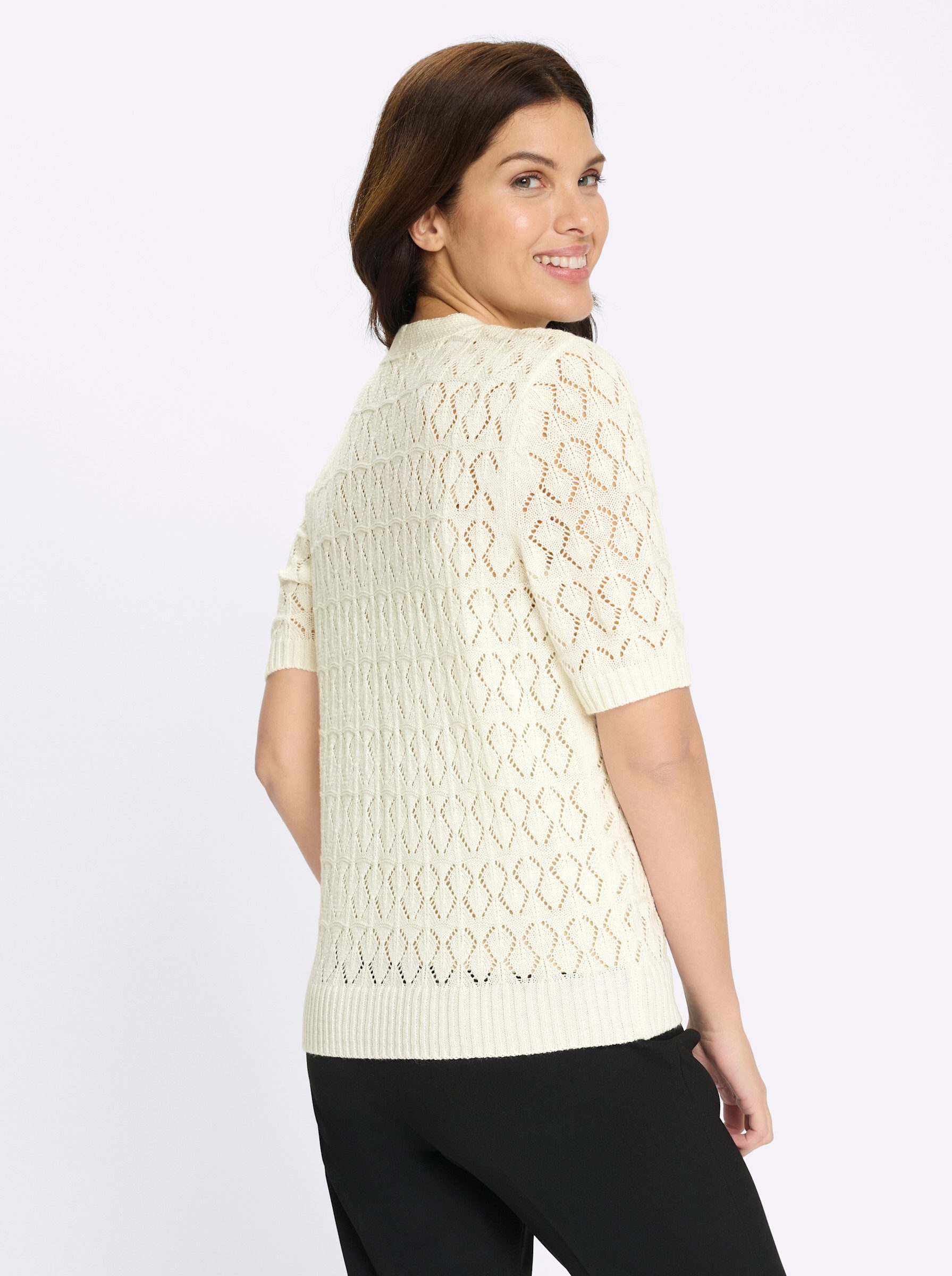 Sieh an! Strickjacke Strickjacke Kurzarm Ajour günstig online kaufen